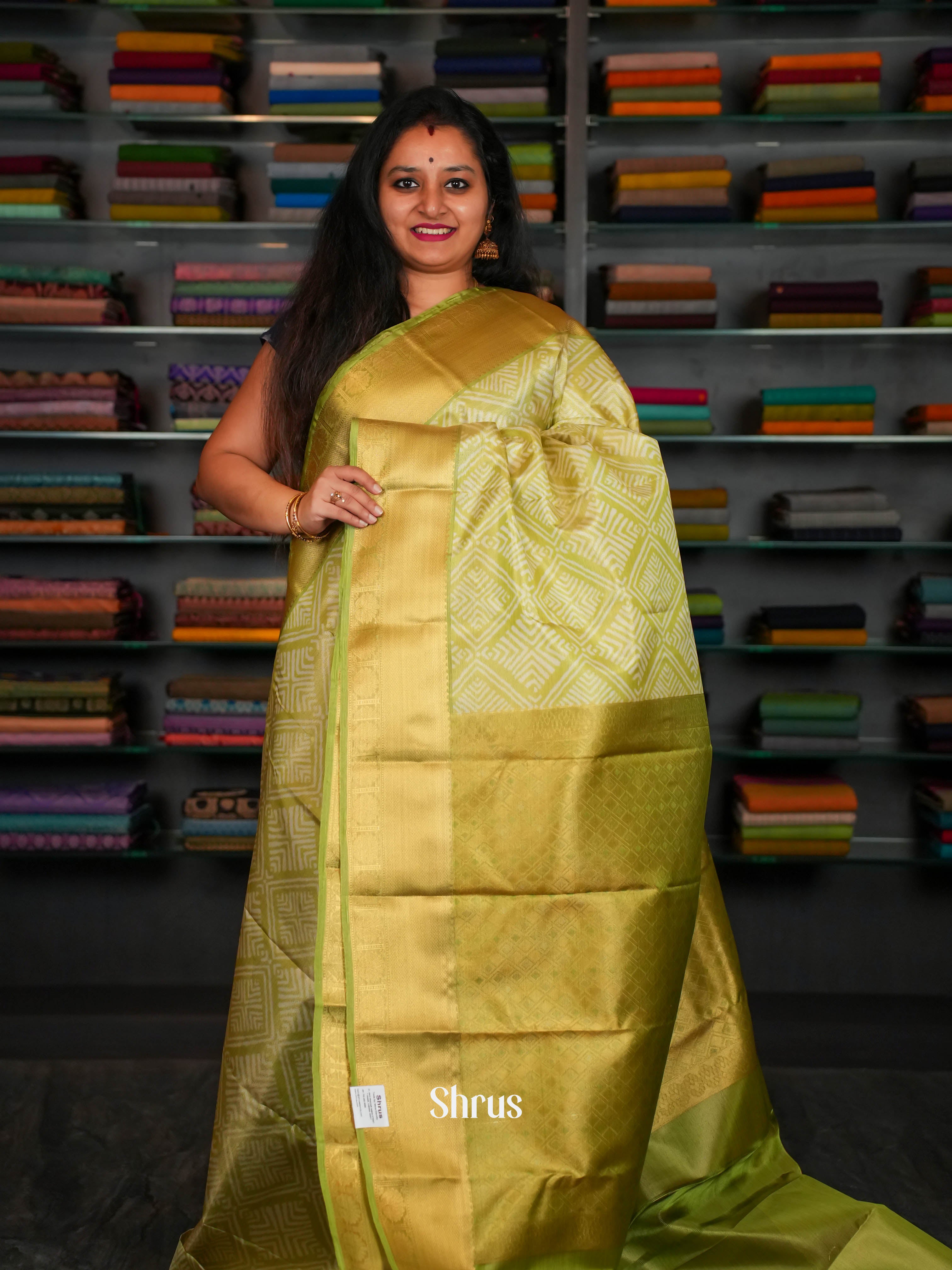 Green - Kanchipuram-halfpure Saree