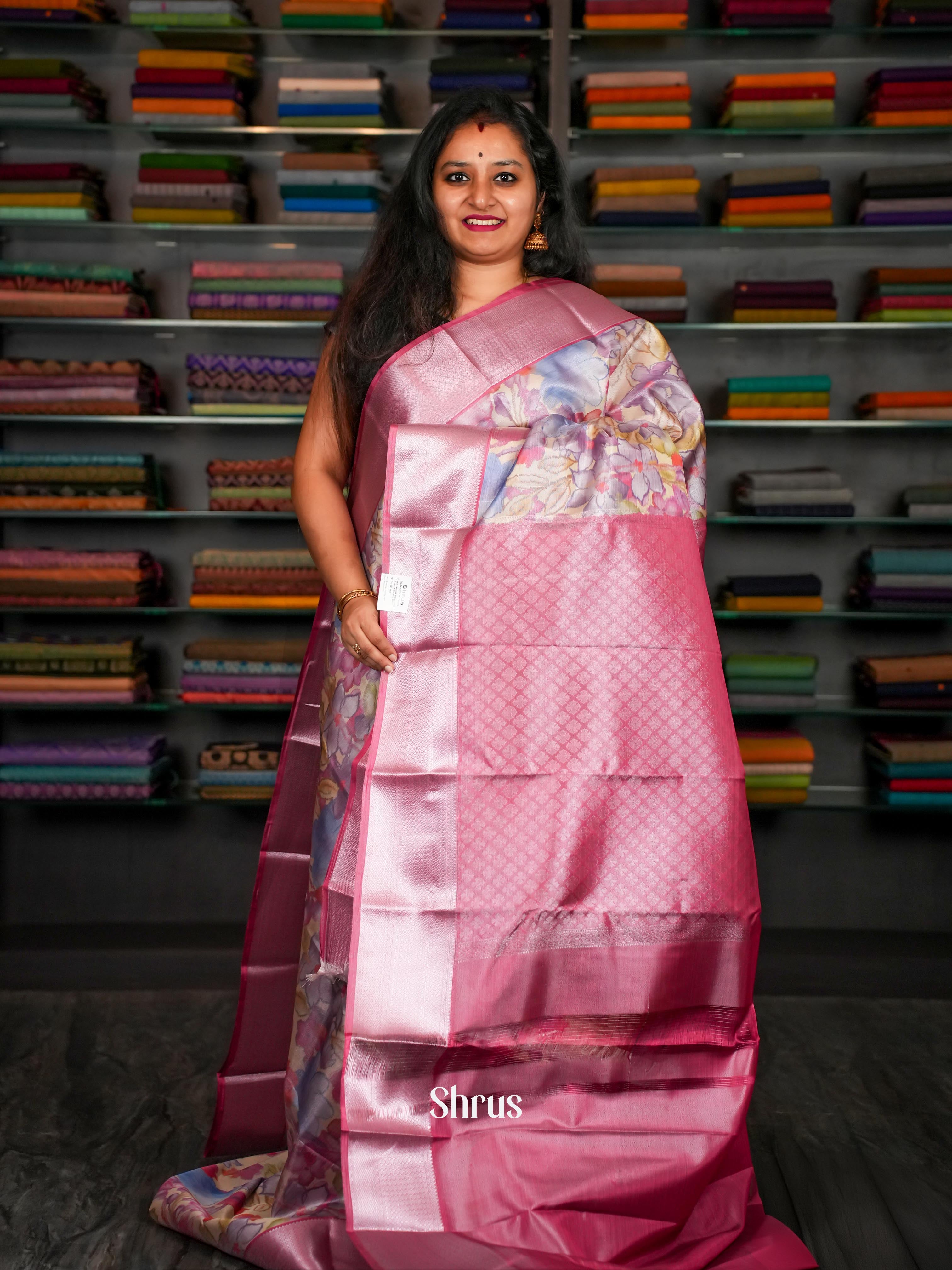 Peach & Pink - Kanchipuram-halfpure Saree