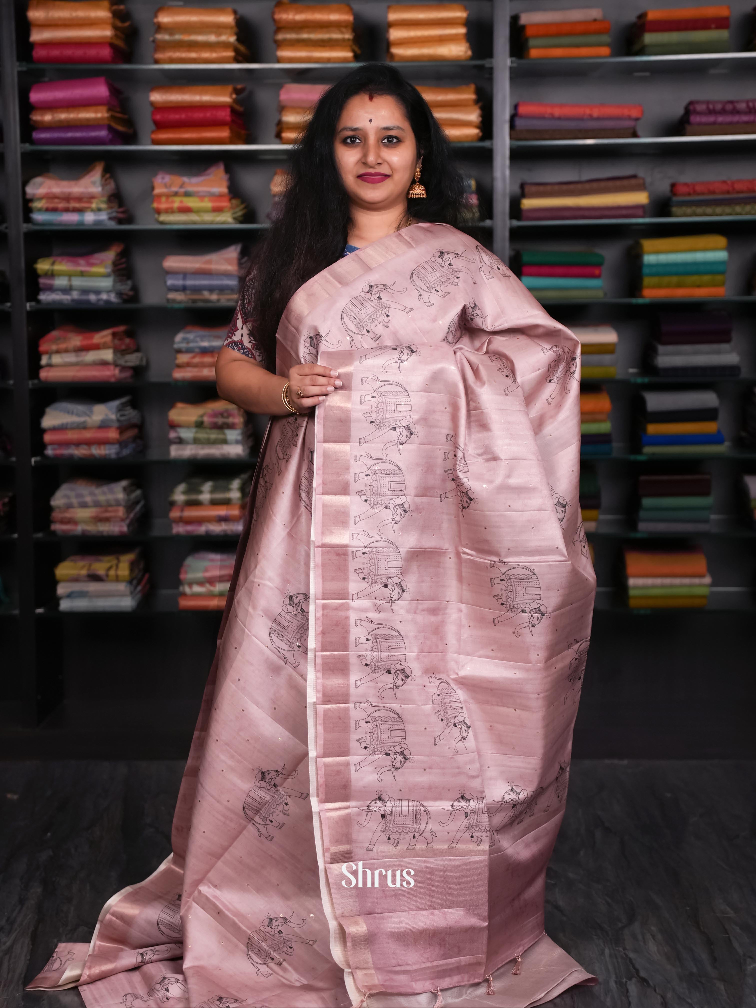 Pink- Moonga Silk Saree