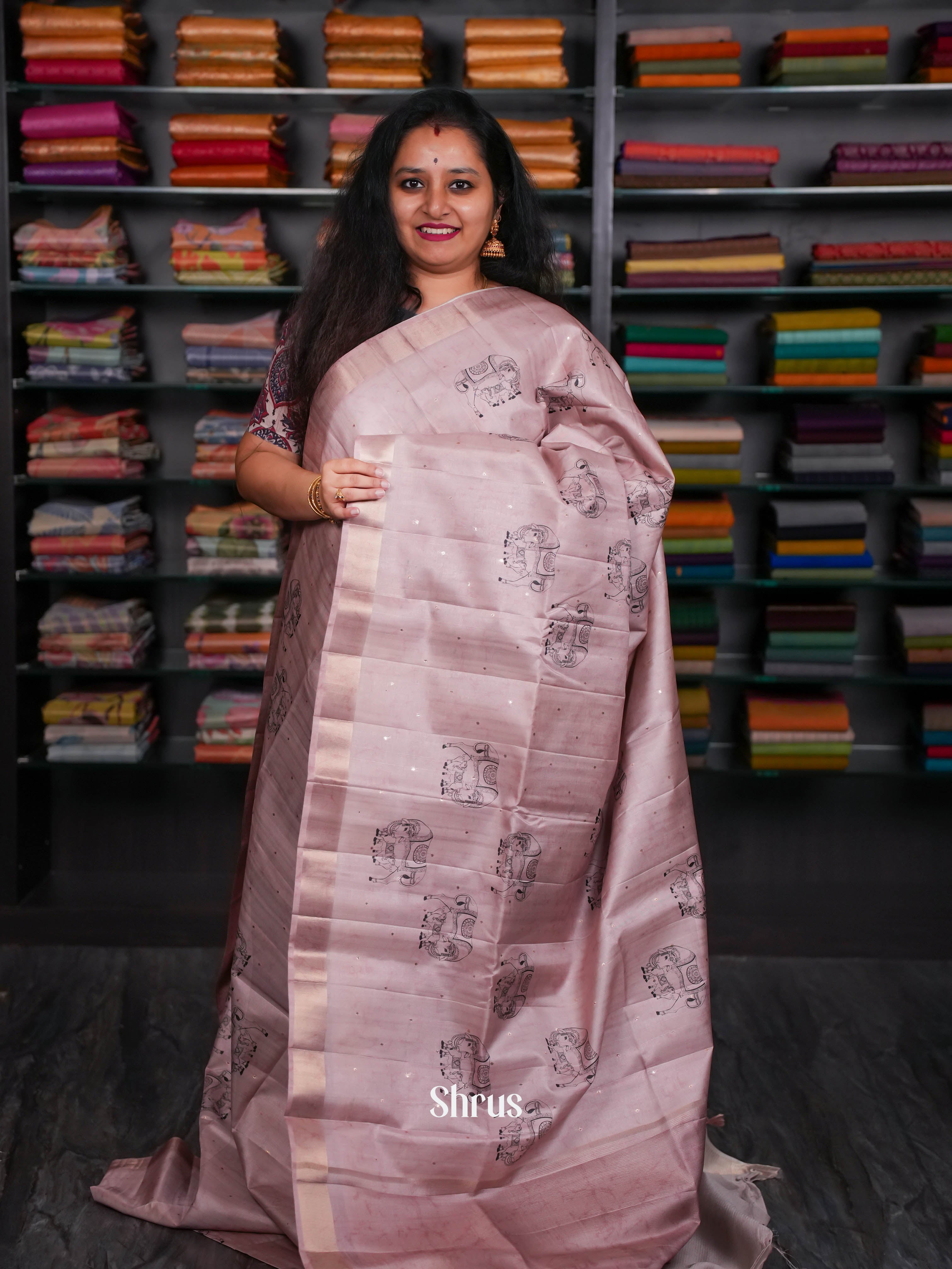 Dusty Pink - Moonga Silk Saree