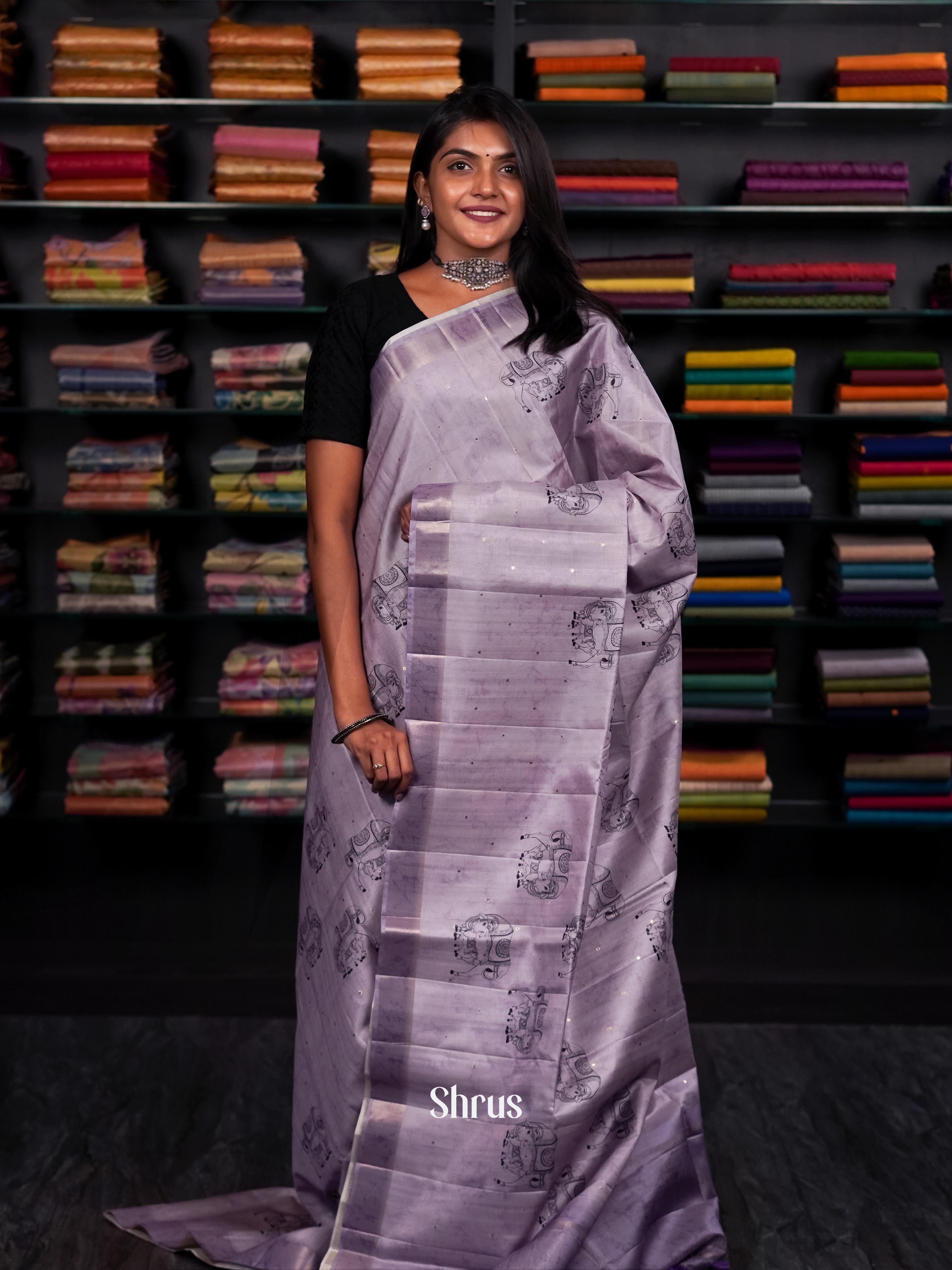 Mild Lavender - Moonga silk Saree