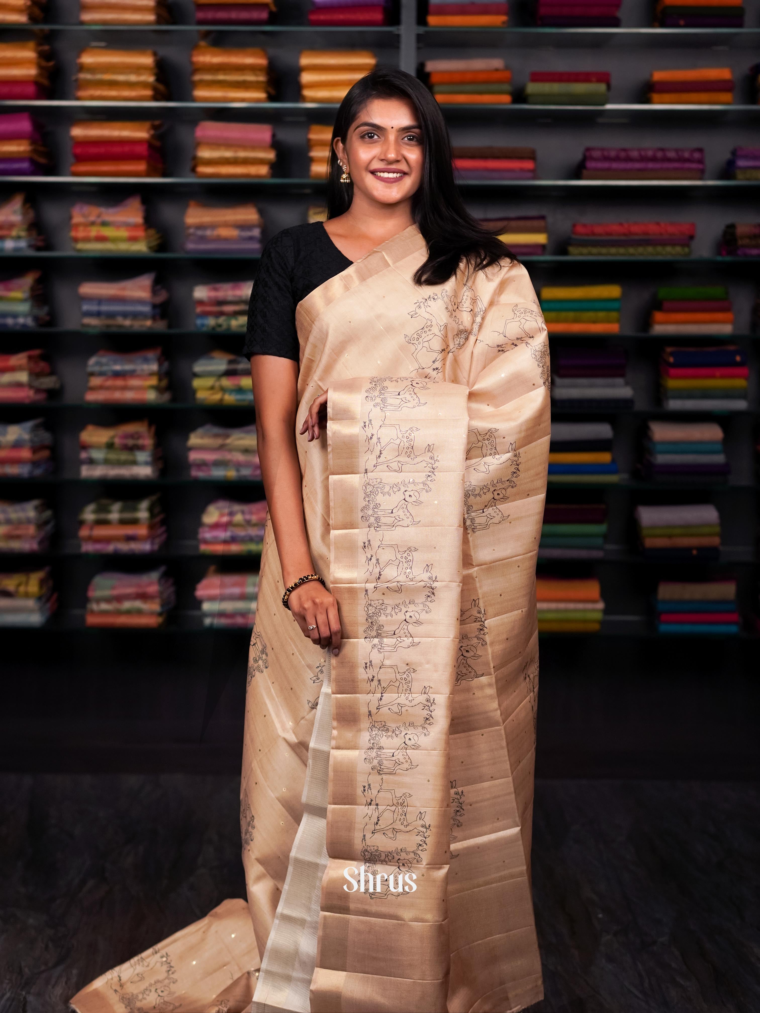 Golden Brown  - Moonga silk Saree