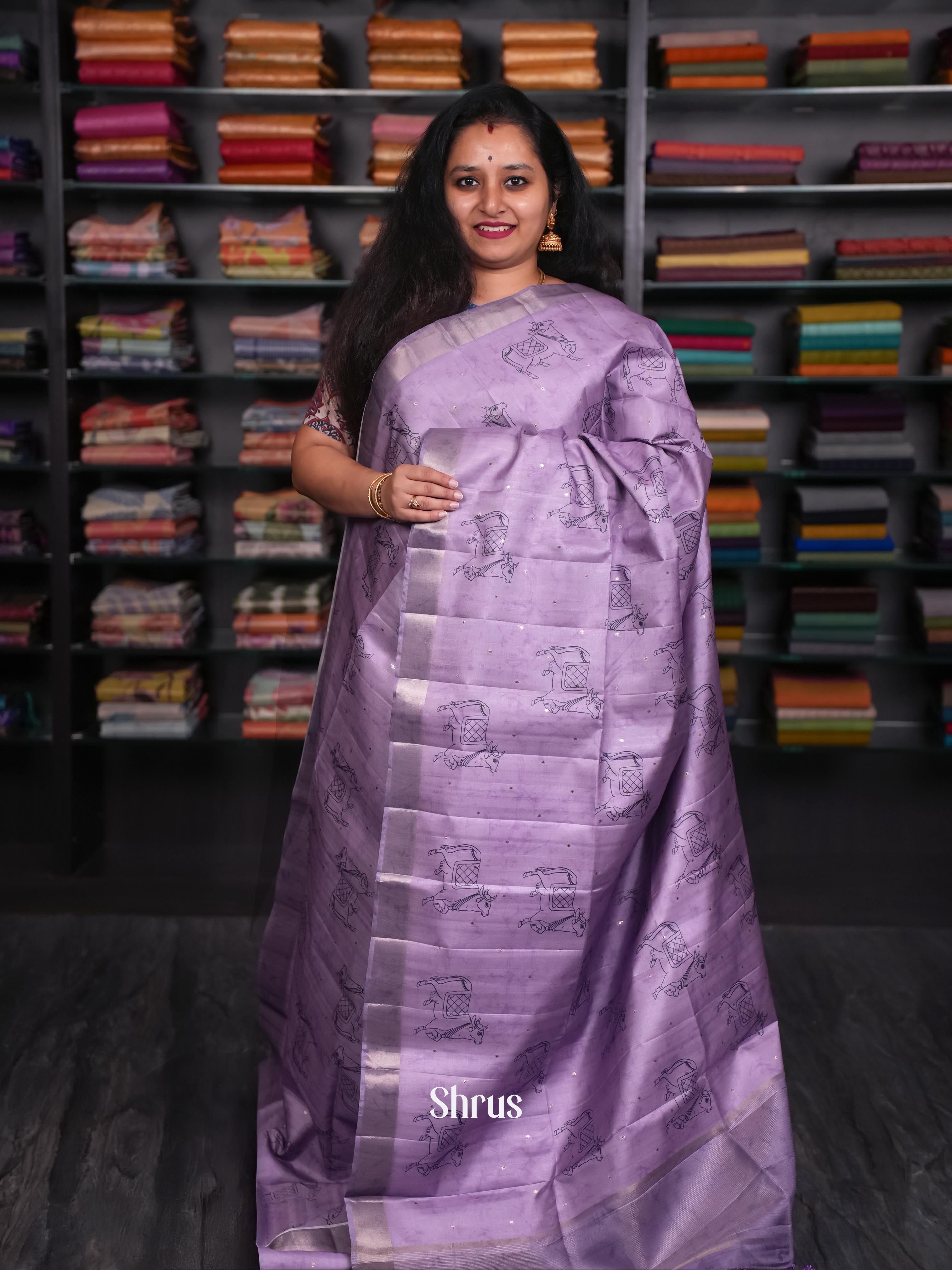 Purple - Moonga Silk Saree