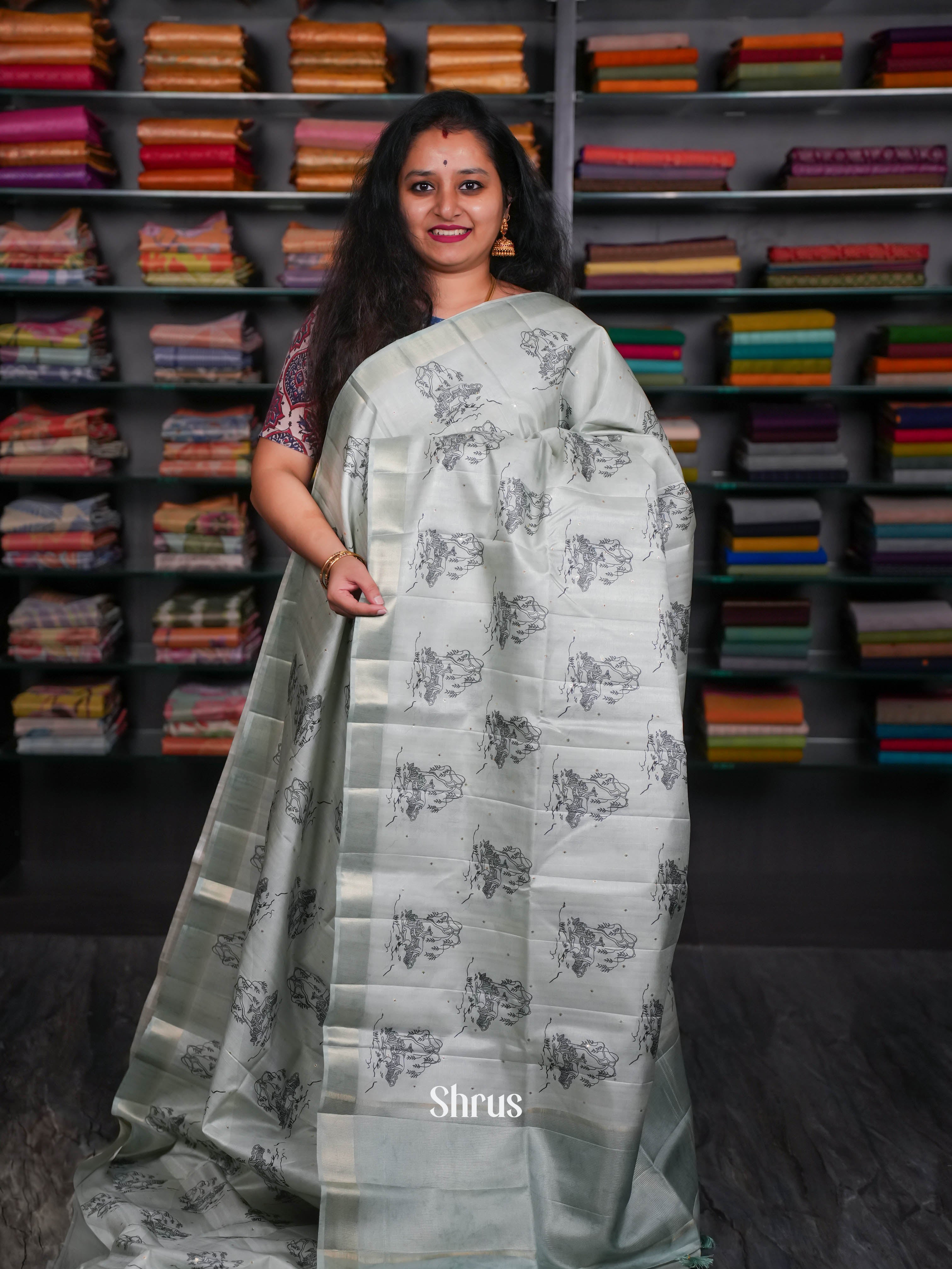 Light Green  - Moonga Silk Saree