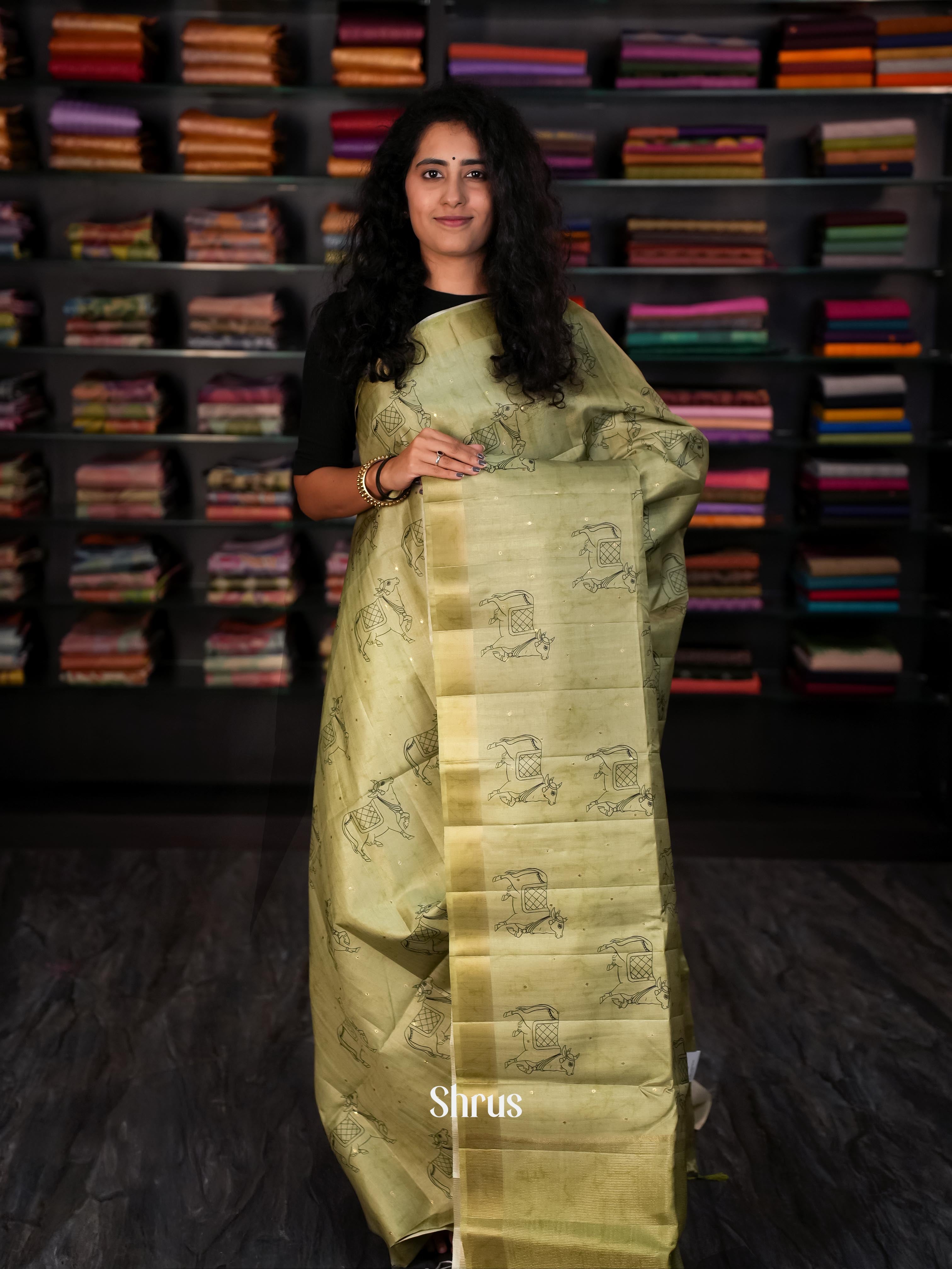 Grey - Moonga Silk Saree