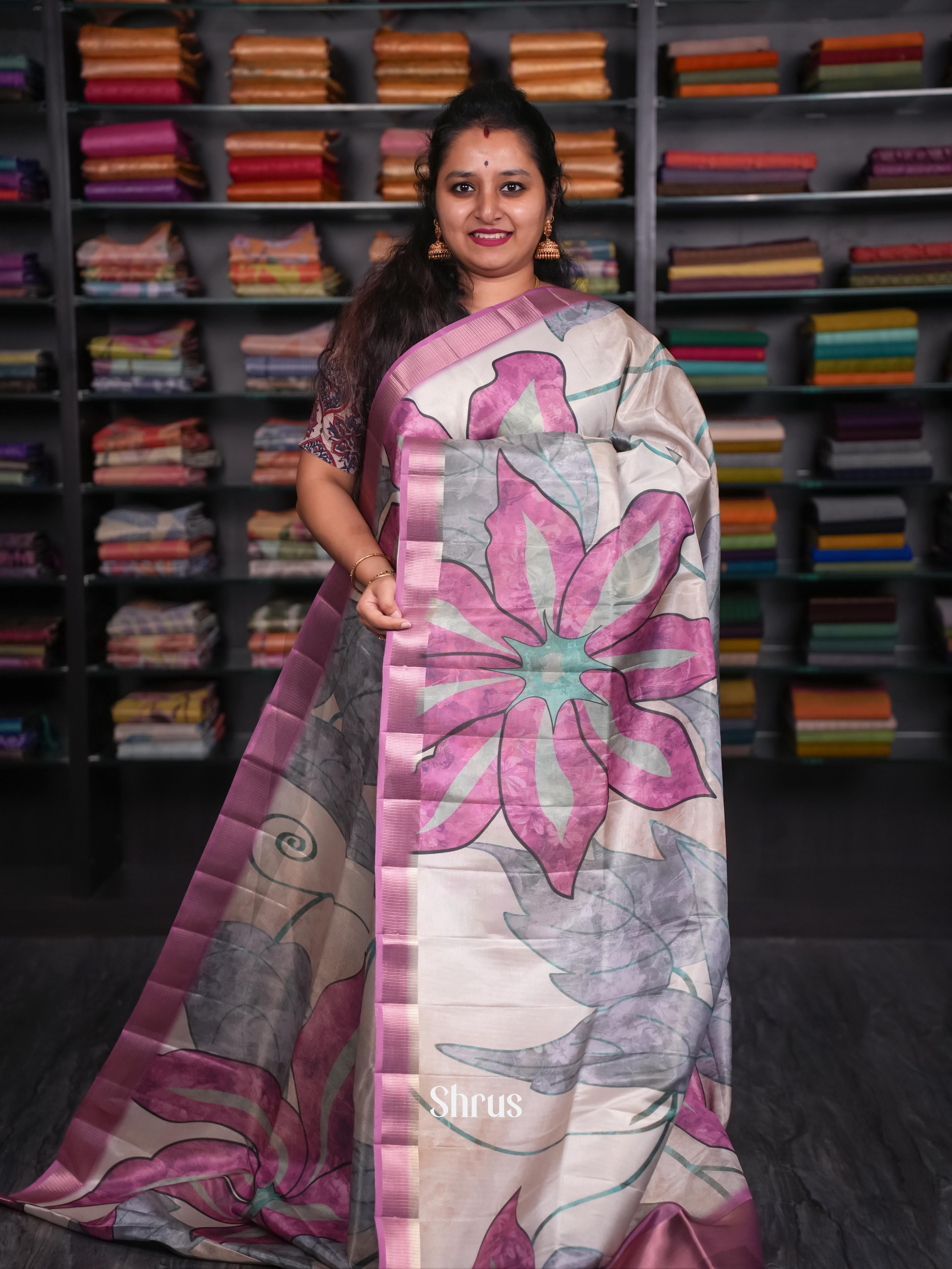 Pink & Green - Moonga Silk Saree