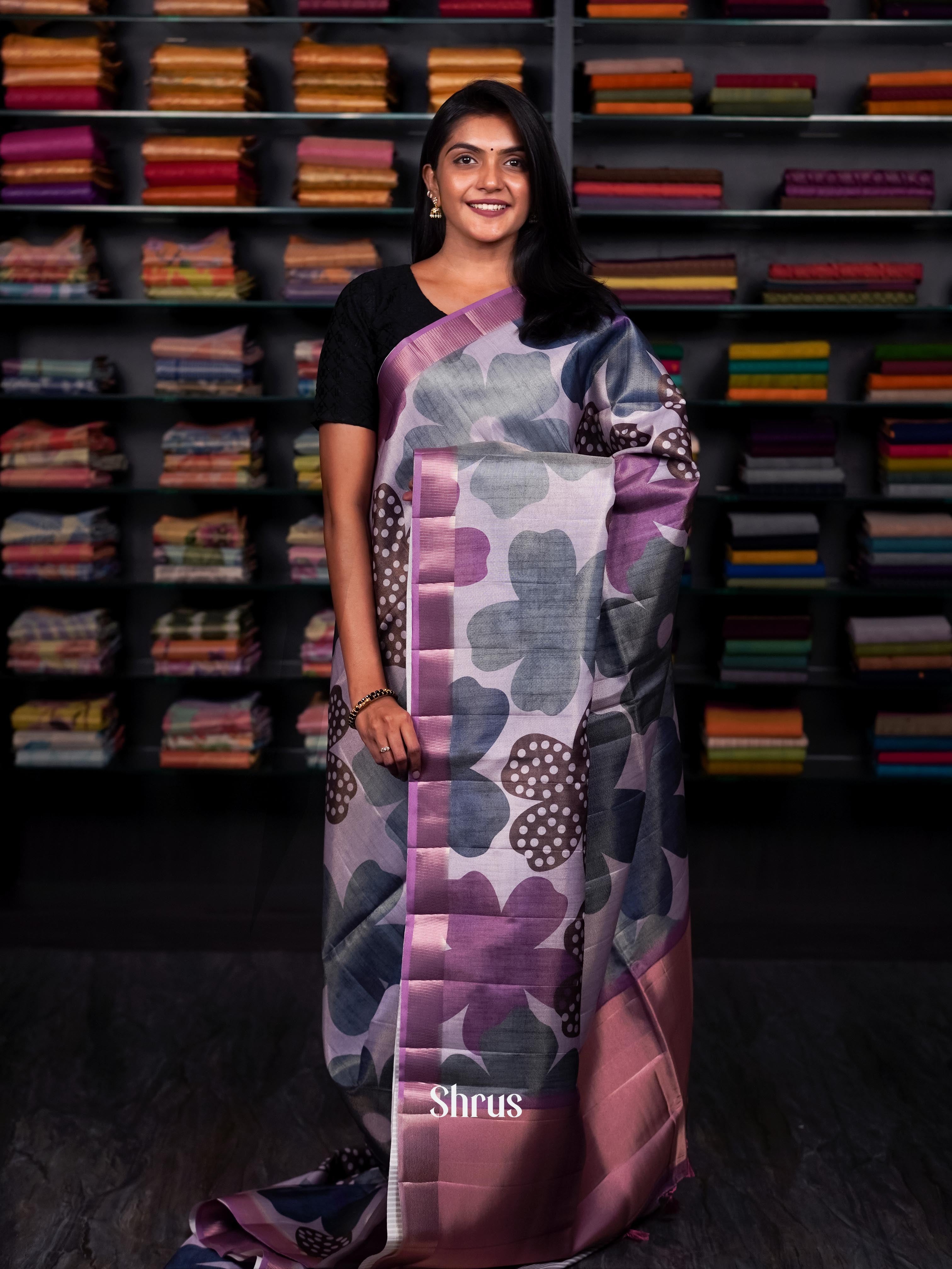 Shades Of Purple - Moonga silk Saree