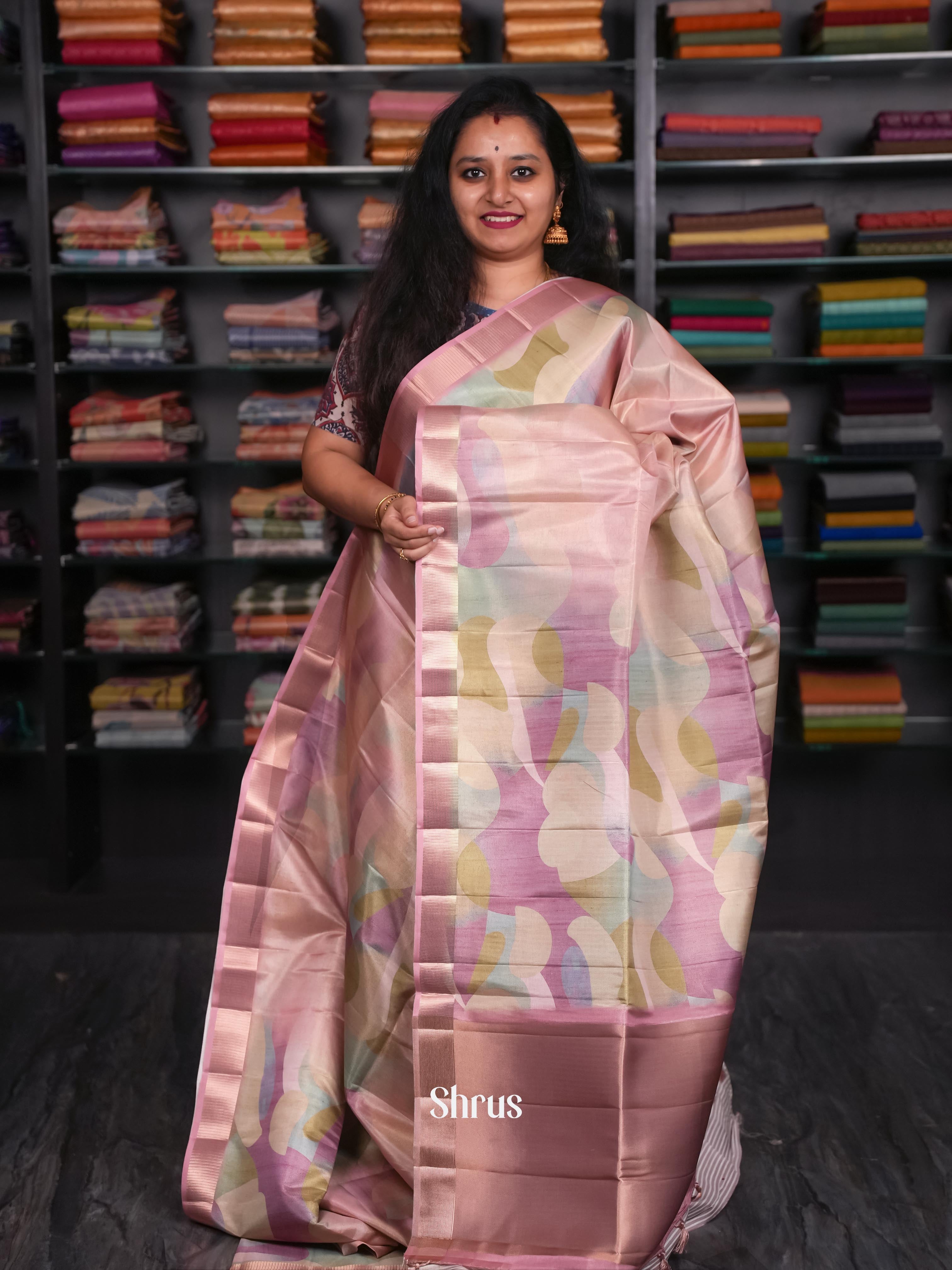 Purple & Cream- Moonga Silk Saree