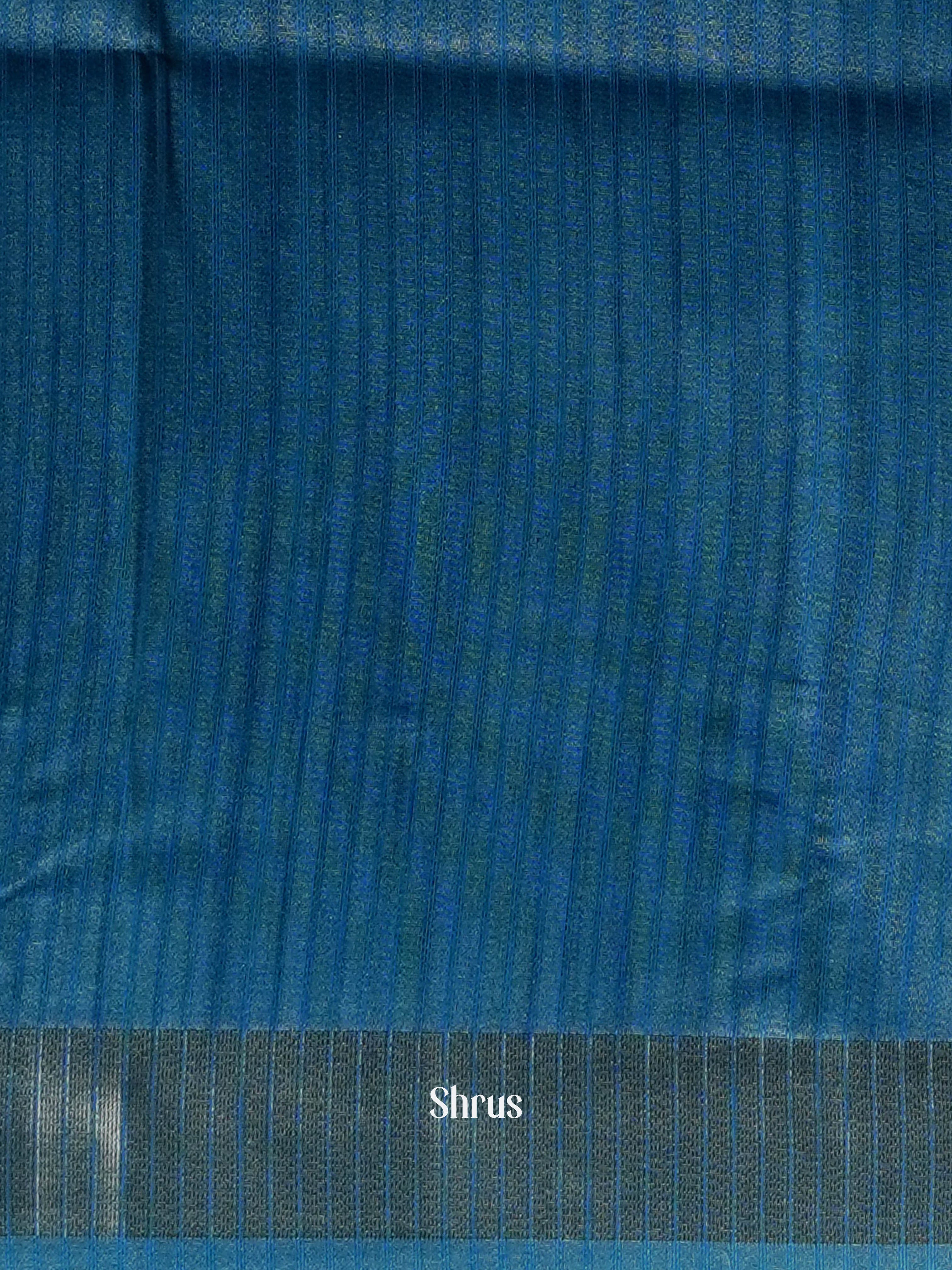 Glittering Fancy Blue  - Moonga silk Saree