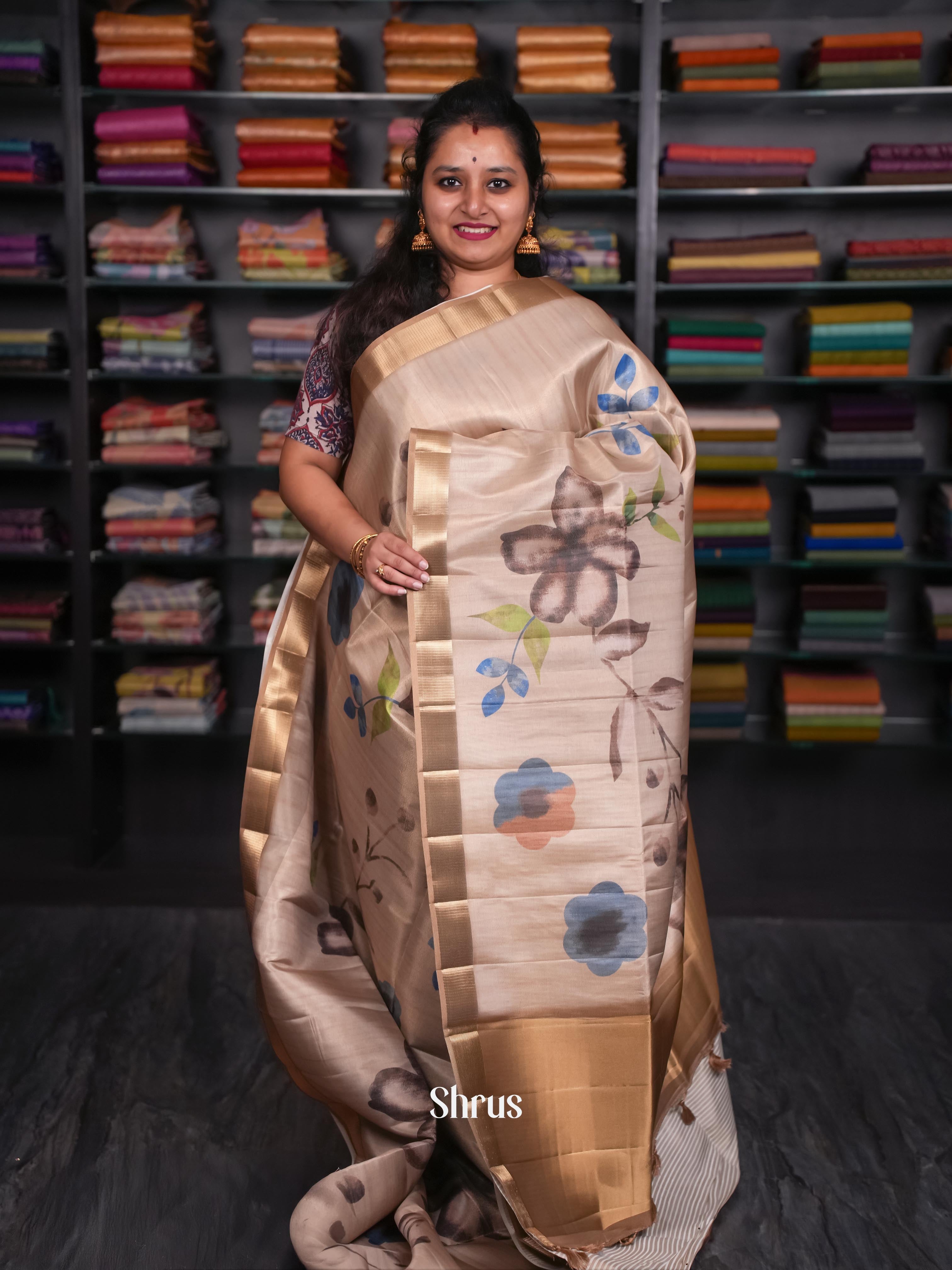 Brown - Moonga Silk Saree