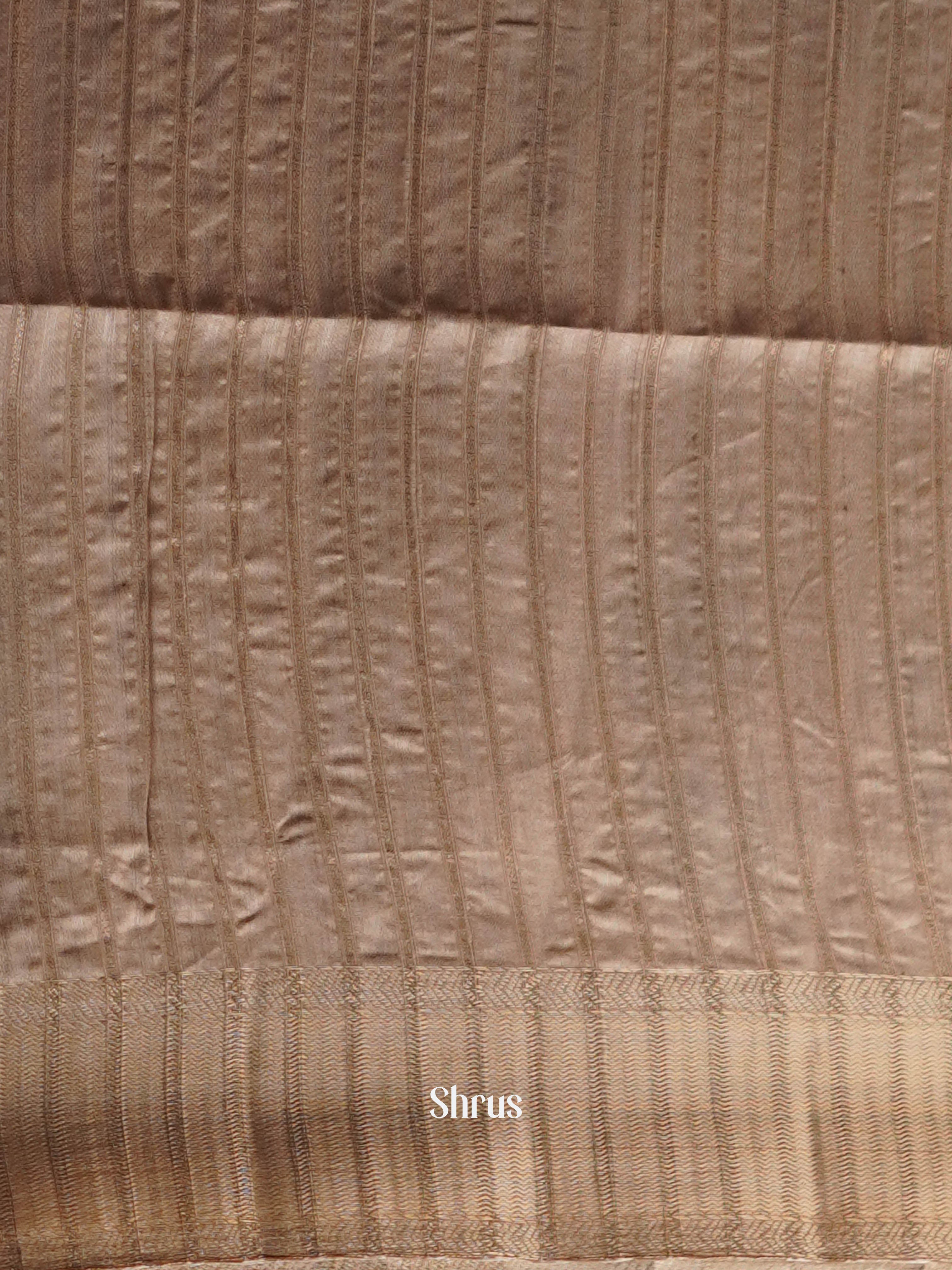 Cream & Golden Brown  - Moonga silk Saree