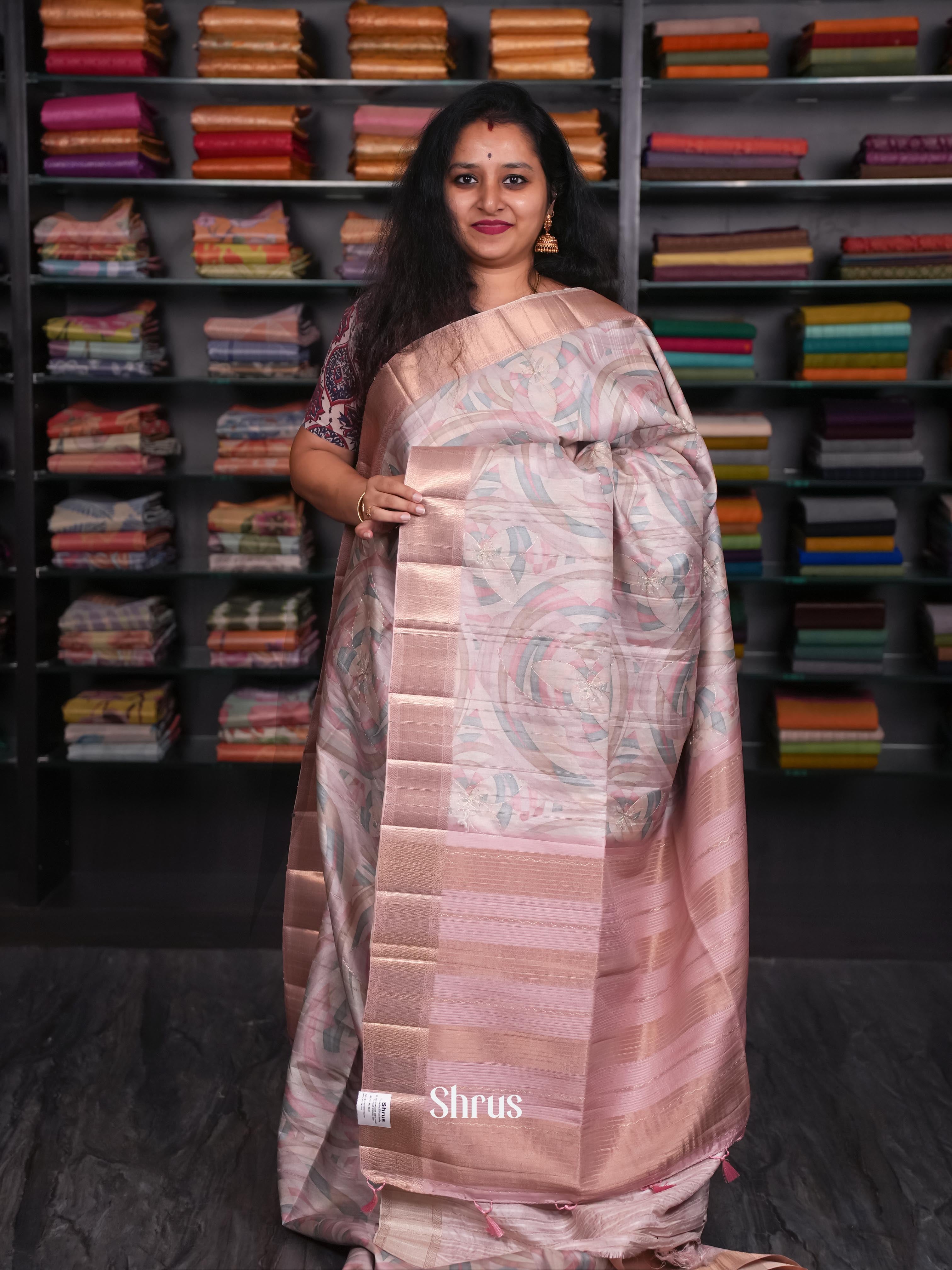 Dusty Pink - Moonga Silk Saree