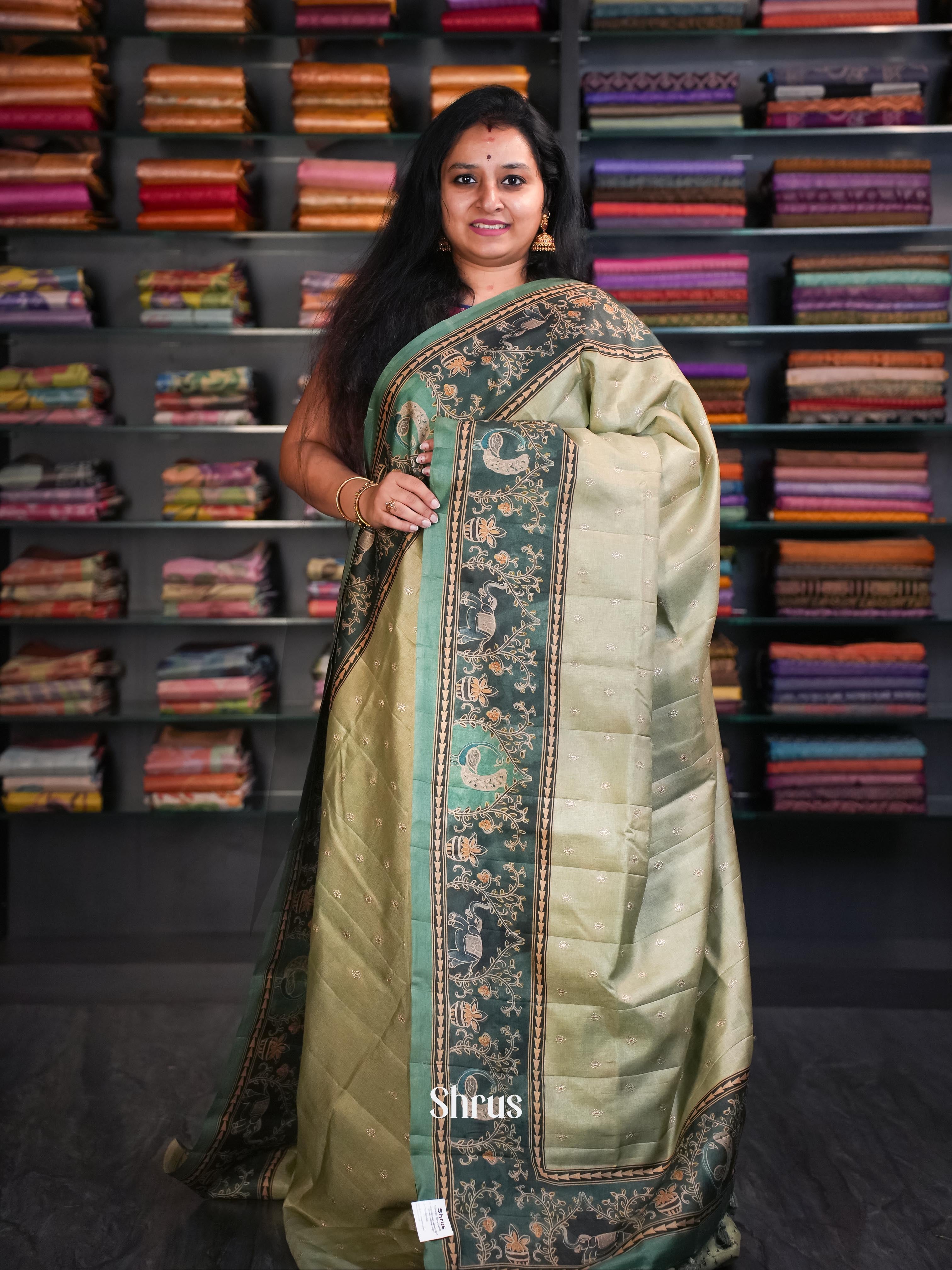 Cardomom Green  - Moonga Silk Saree