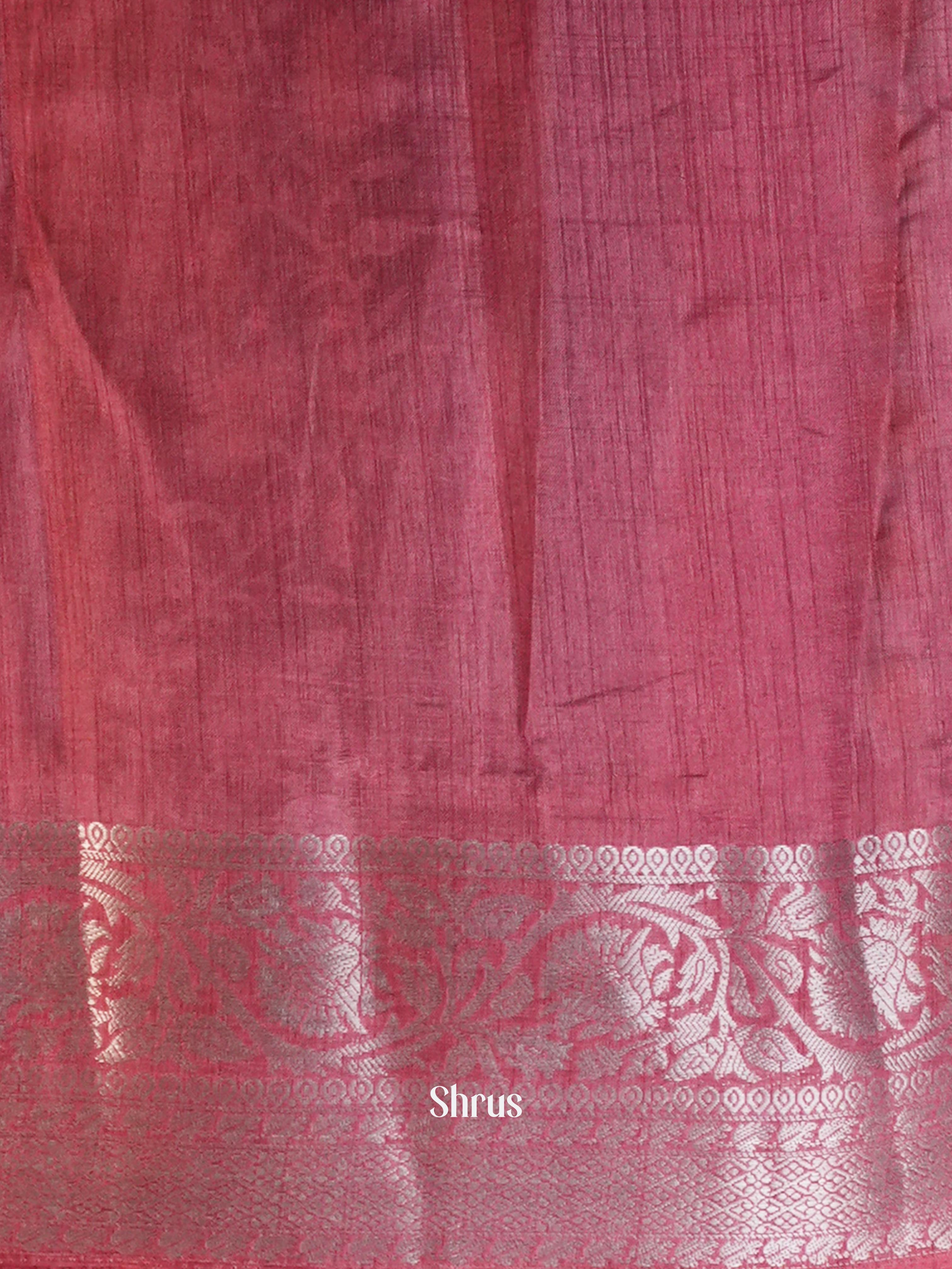 Black & Maroon - Semi Tussar Saree