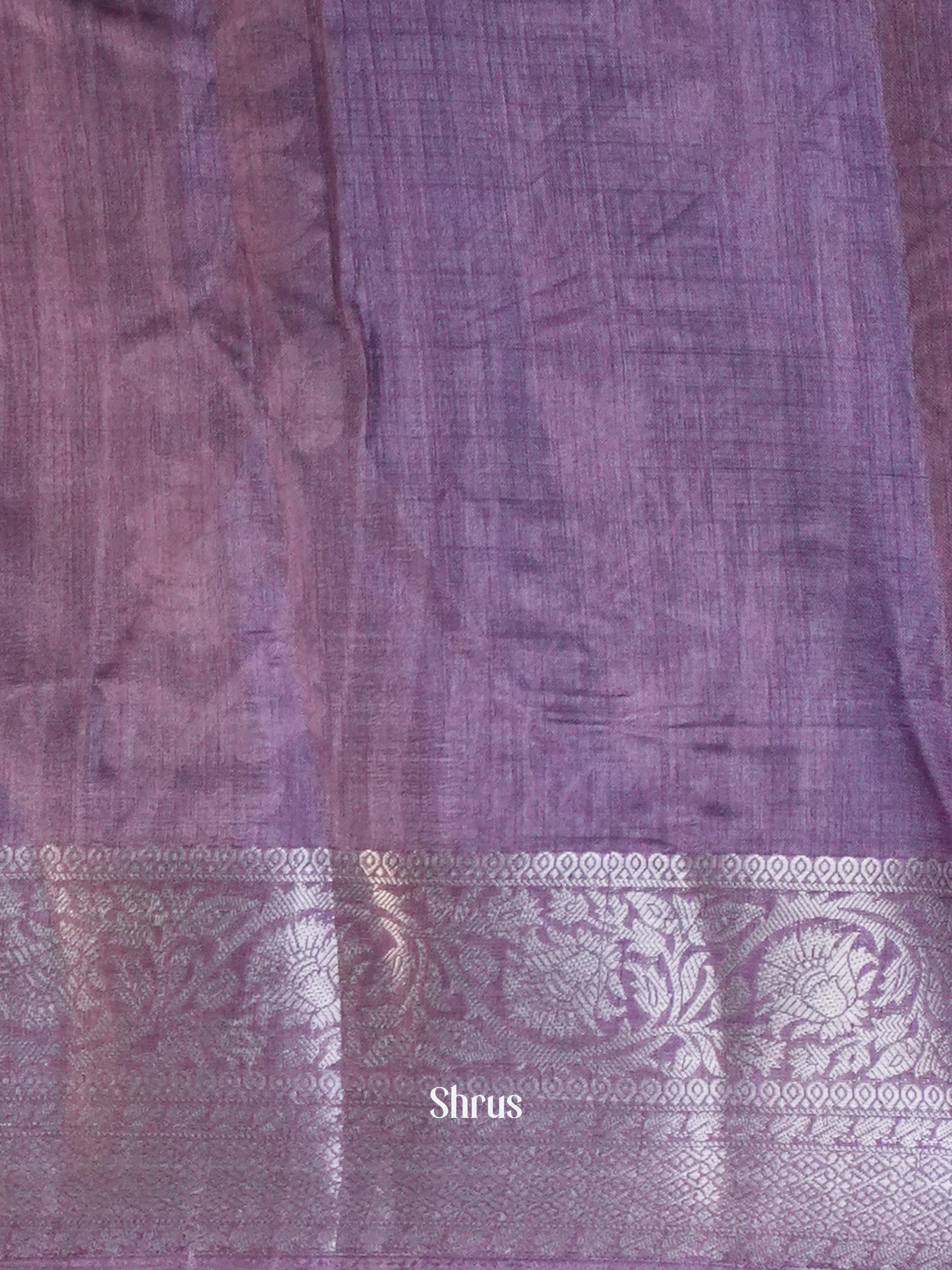 Black & Twilight Lavendar  - Semi Tussar Saree