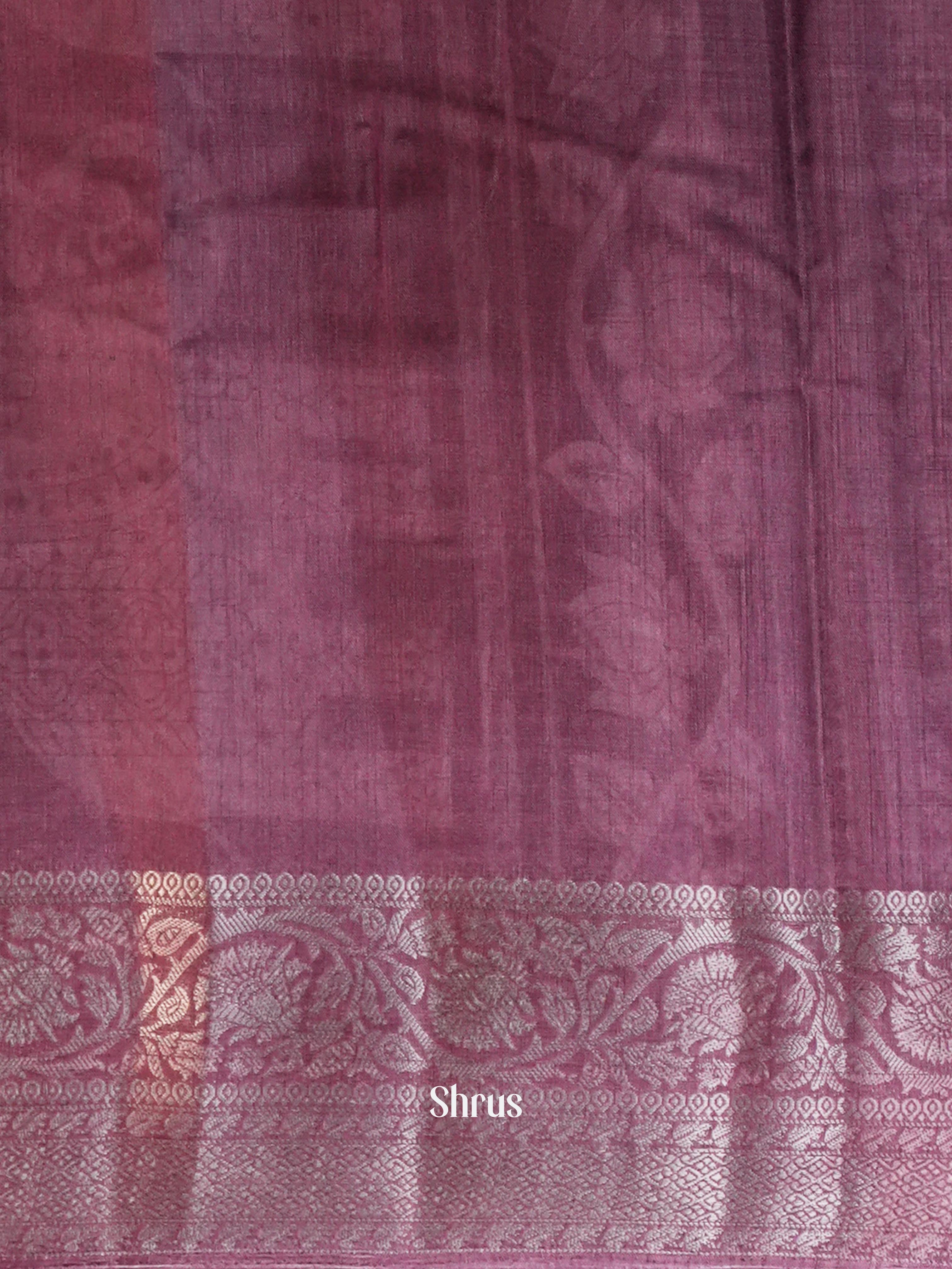 Black & Dull Pink - Semi Tussar Saree