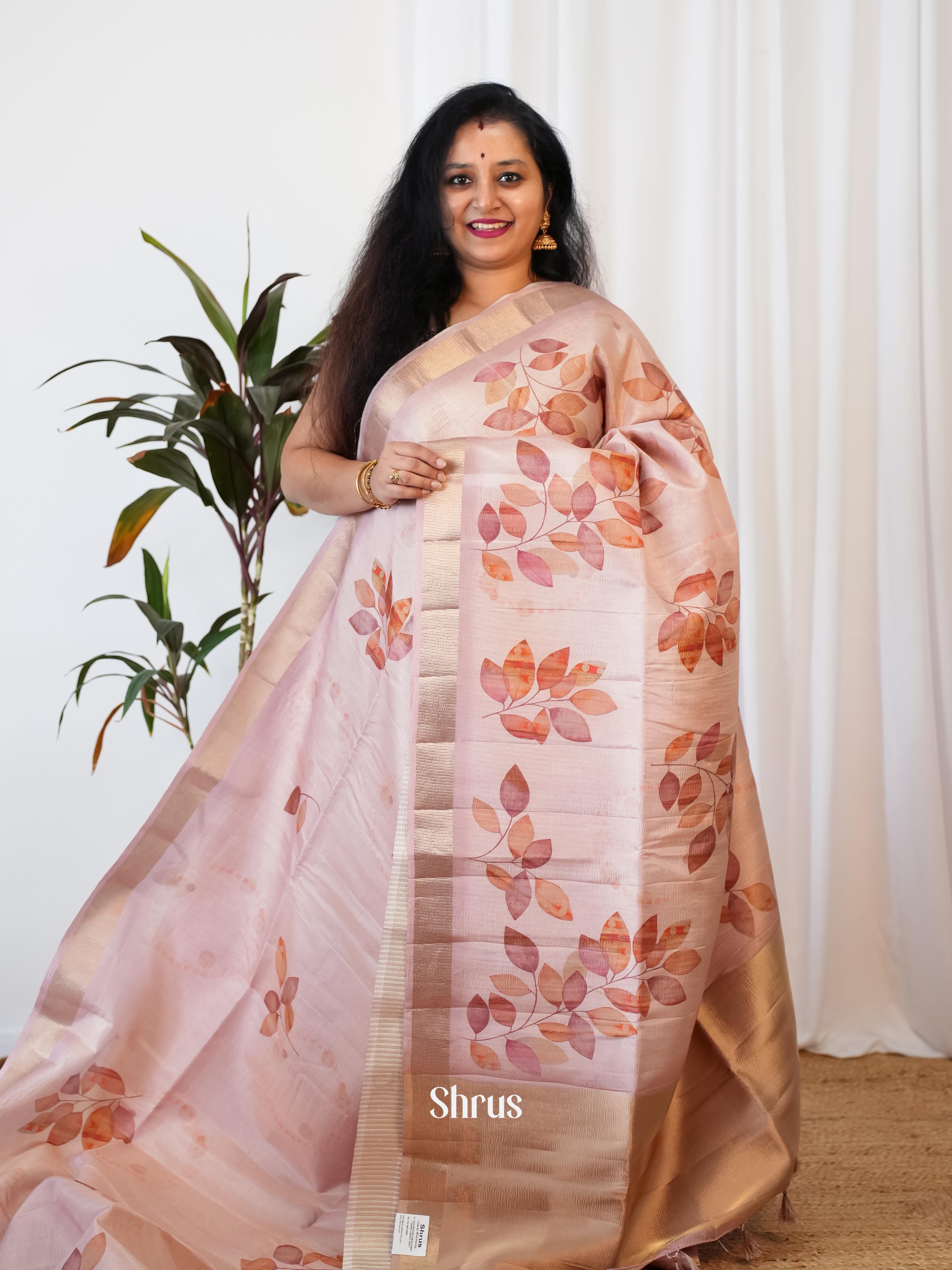 Pink - Bamboo Silk Saree