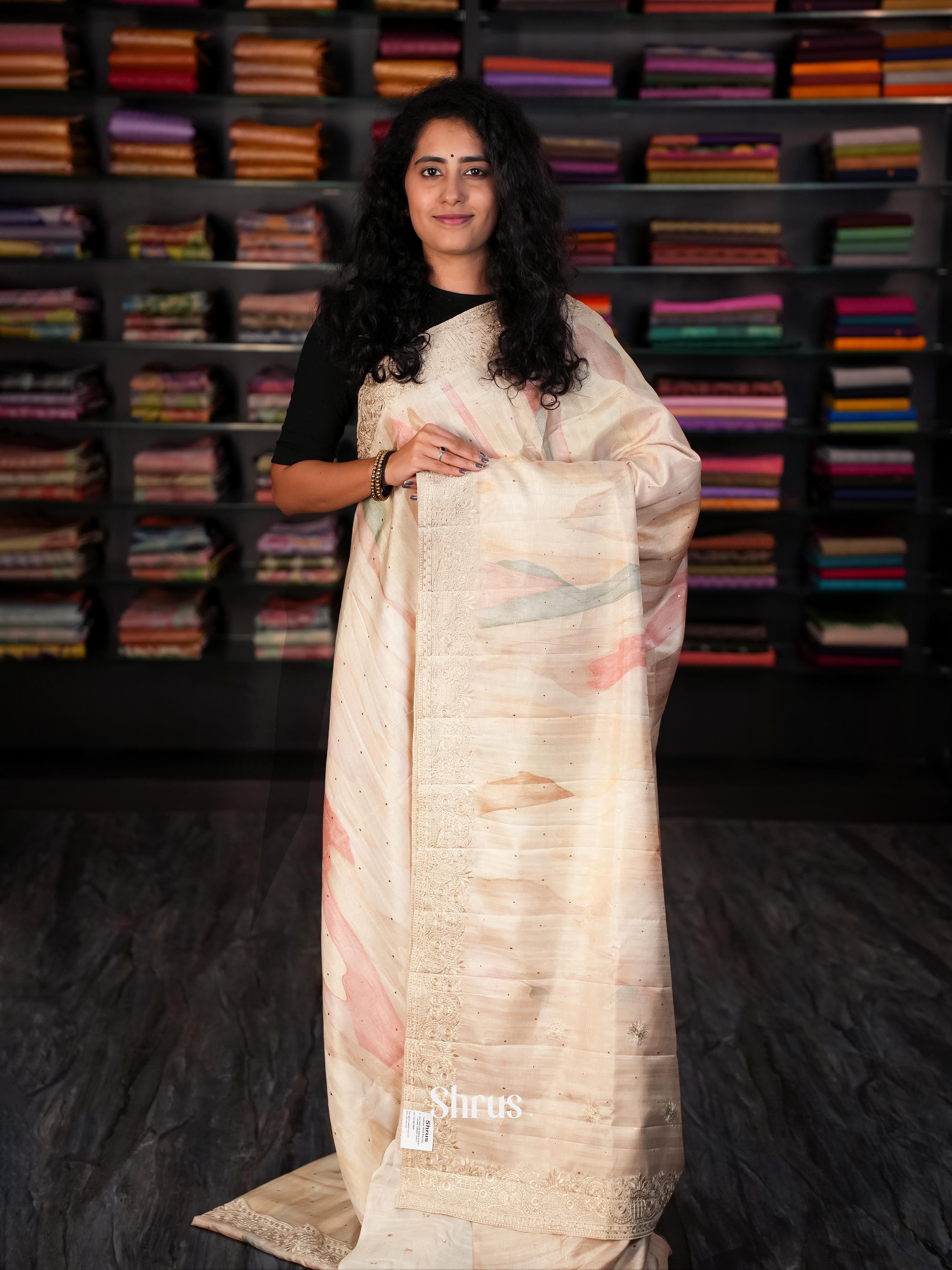 Pastel Peach - Moonga Silk Saree