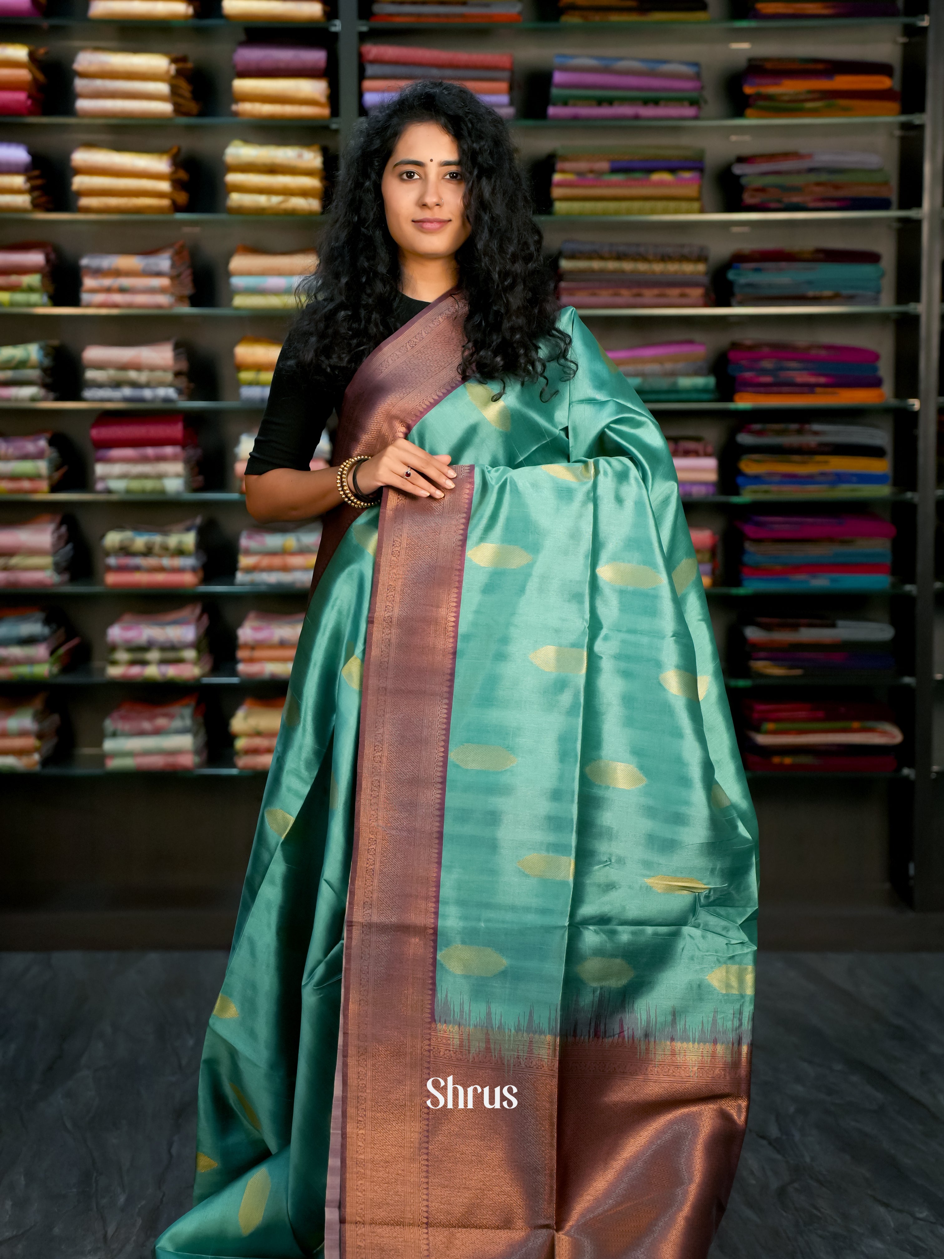 Pastel Green & Wine - Semi Tussar Saree