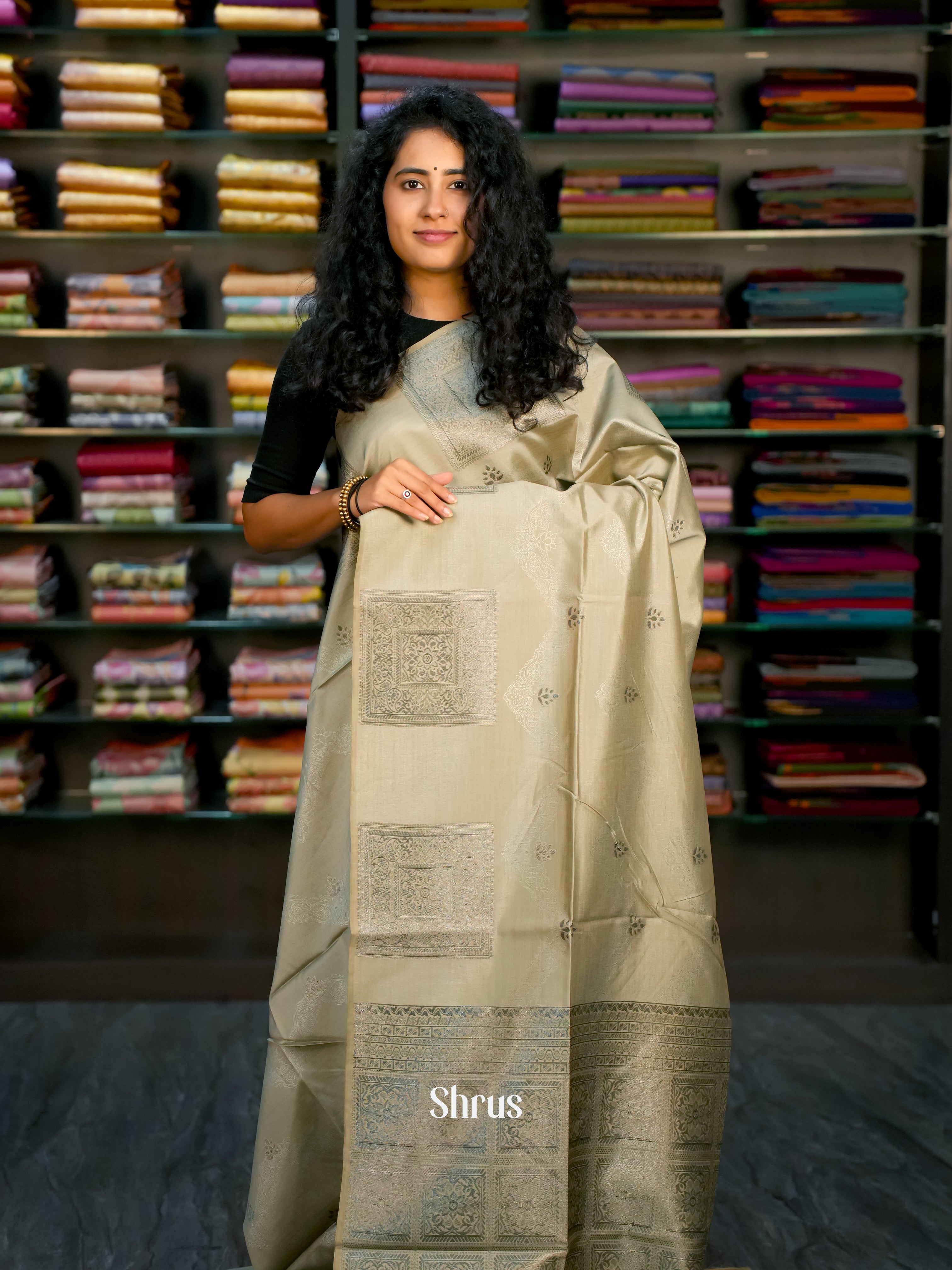 Cream - Semi Tussar Saree