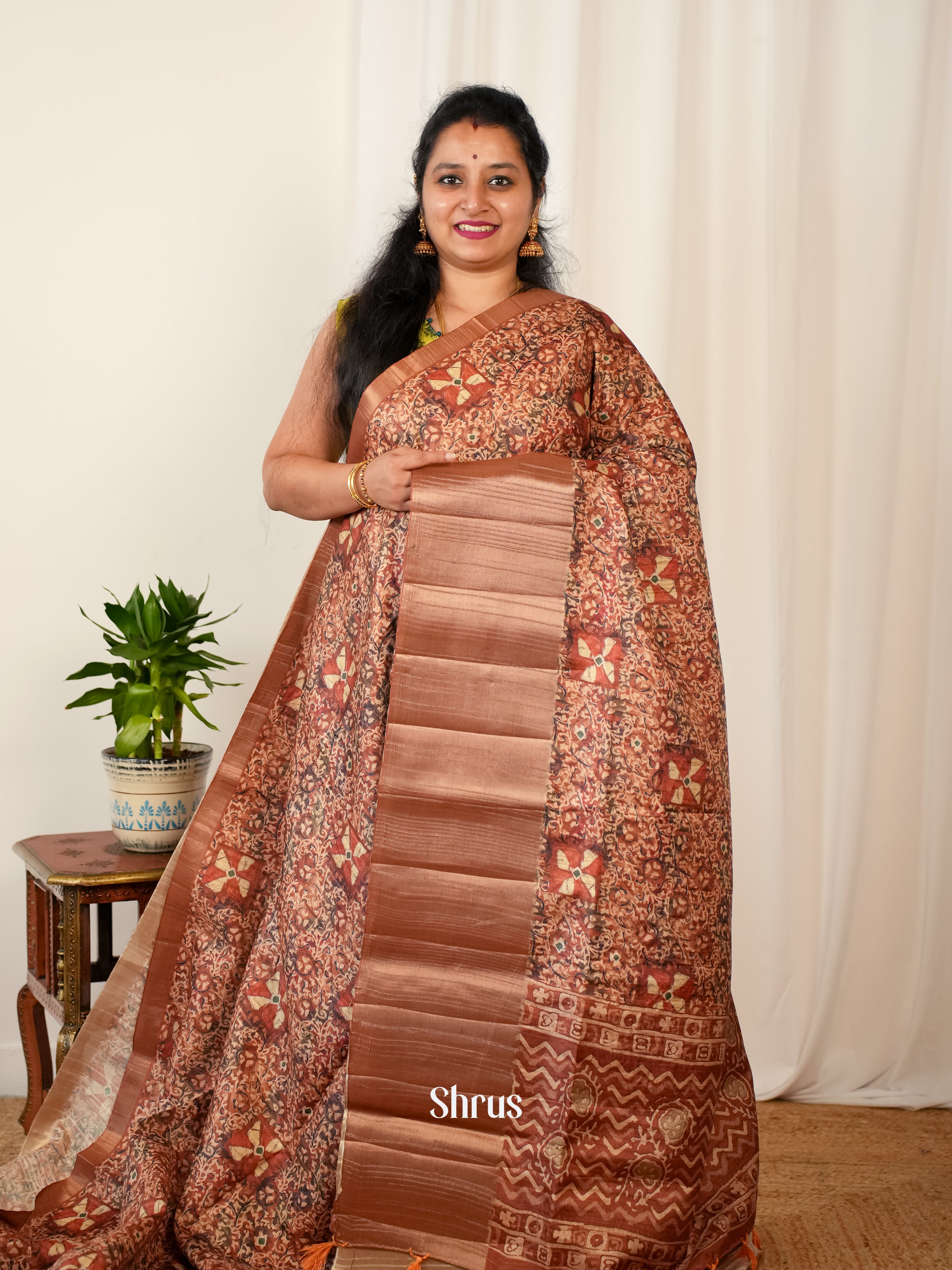 Brown - Matka Cotton Saree