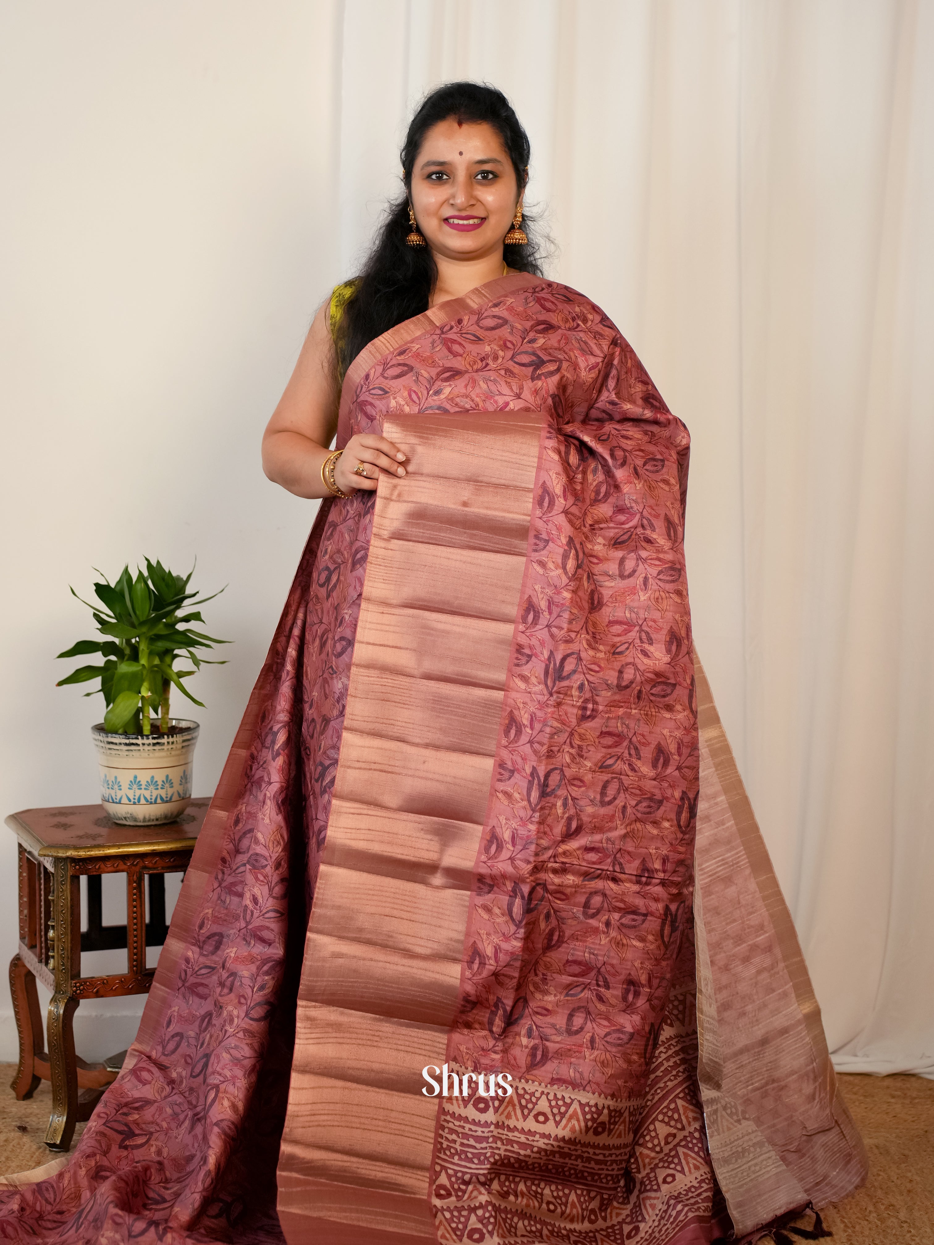 Onion Pink - Matka Cotton Saree