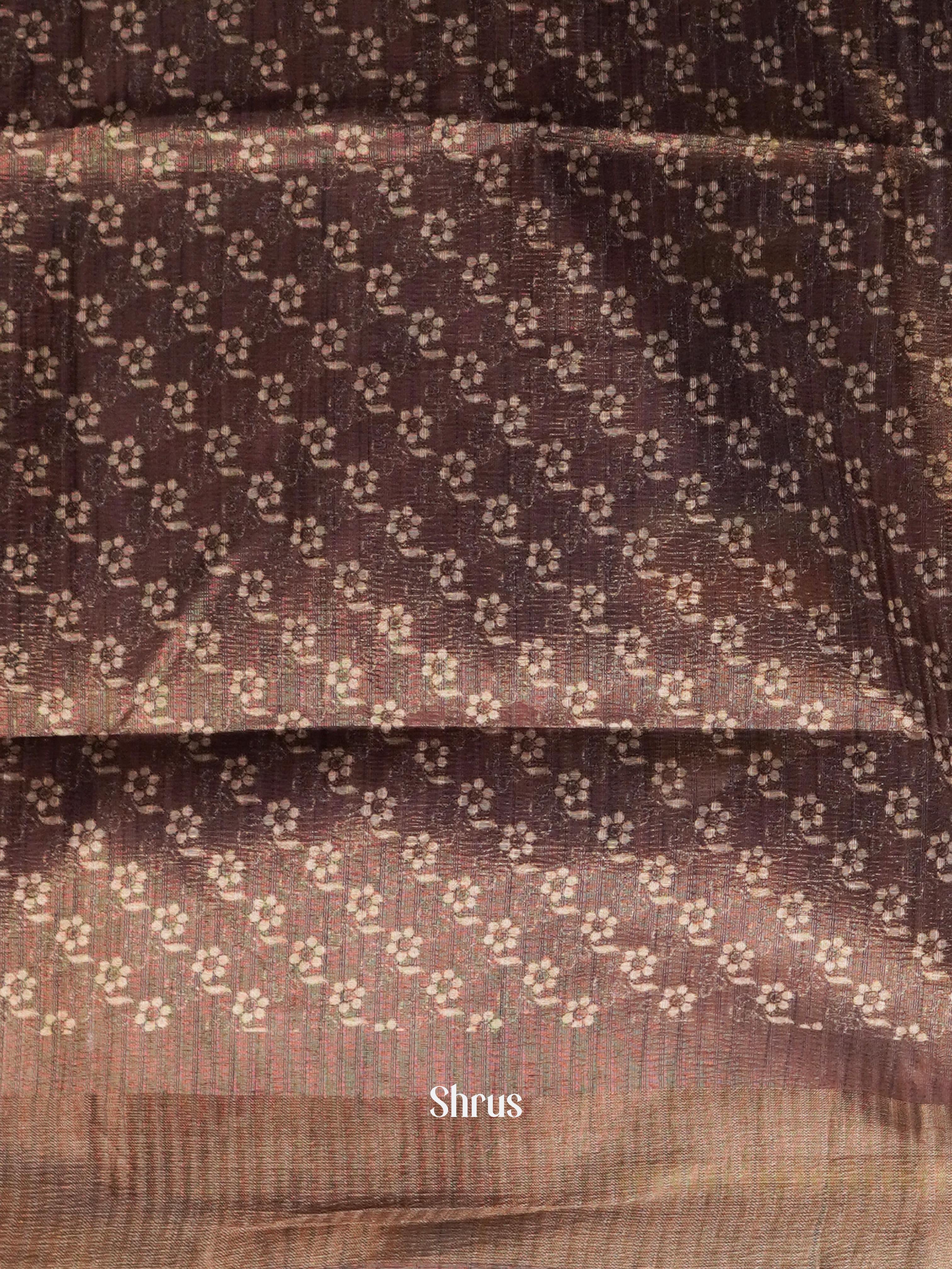 Olive Brown  - matka Cotton Saree