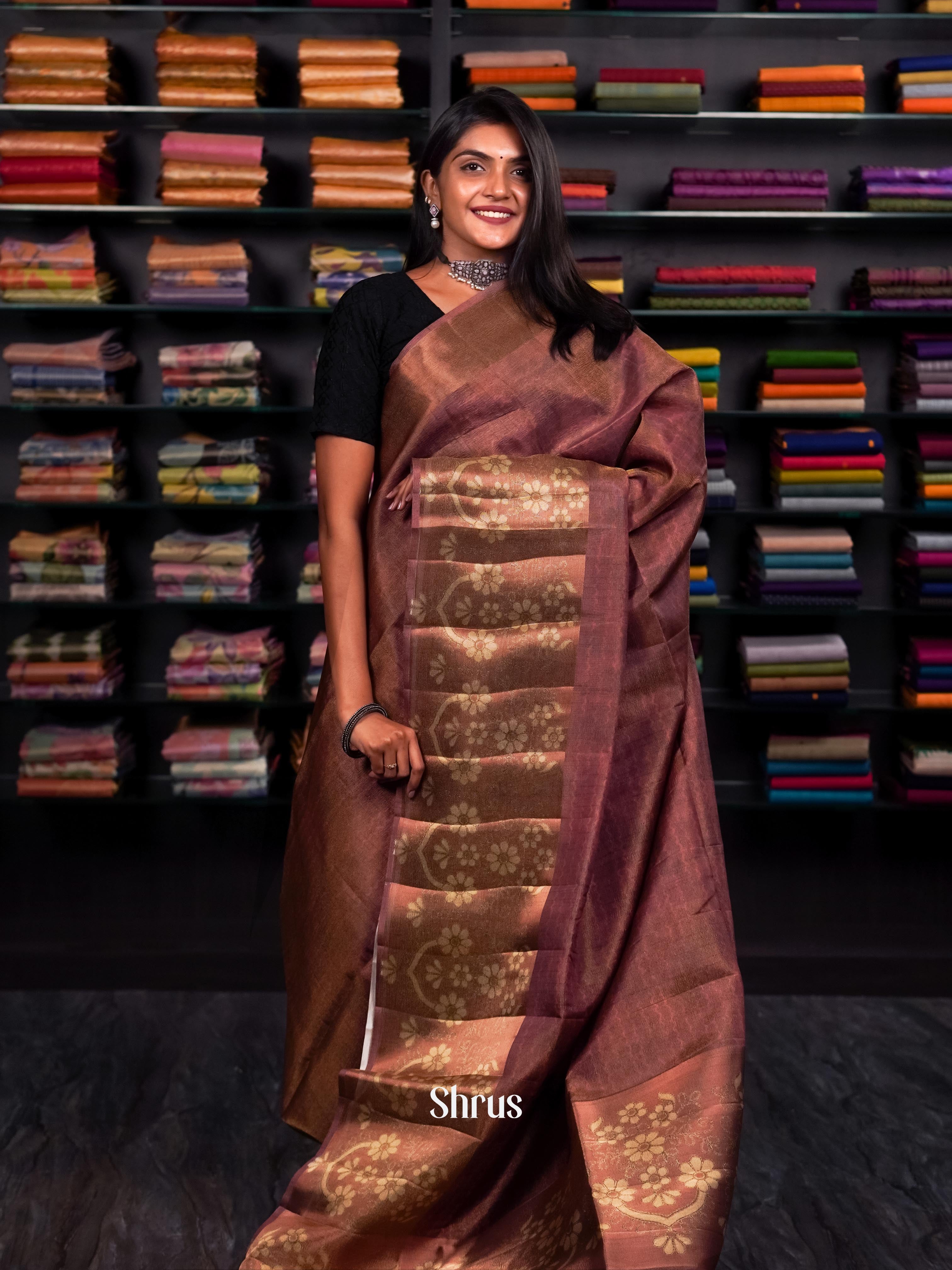 Brown - matka Cotton Saree