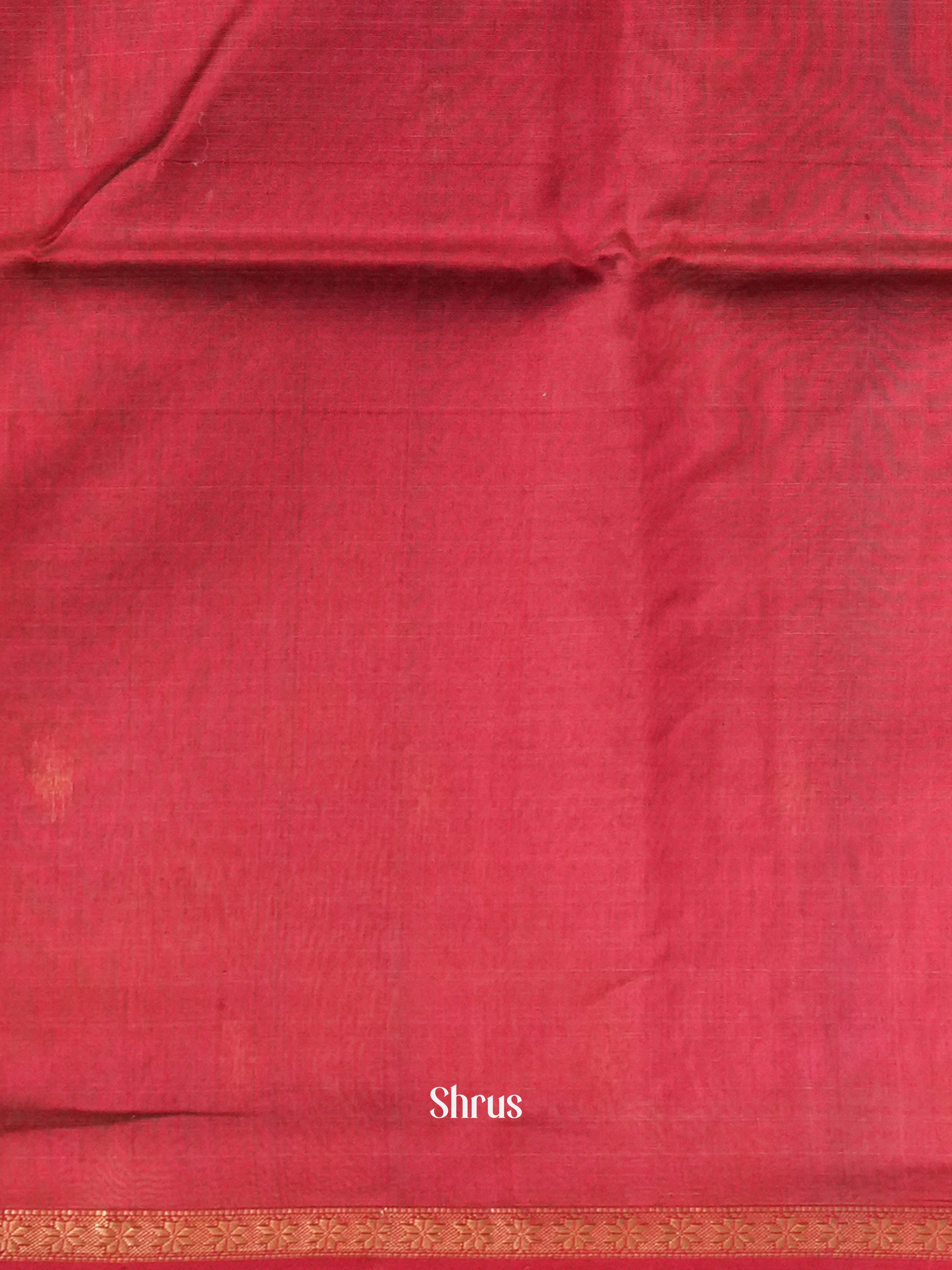 Oyster Grey & Red  - Maheshwari silkcotton Saree