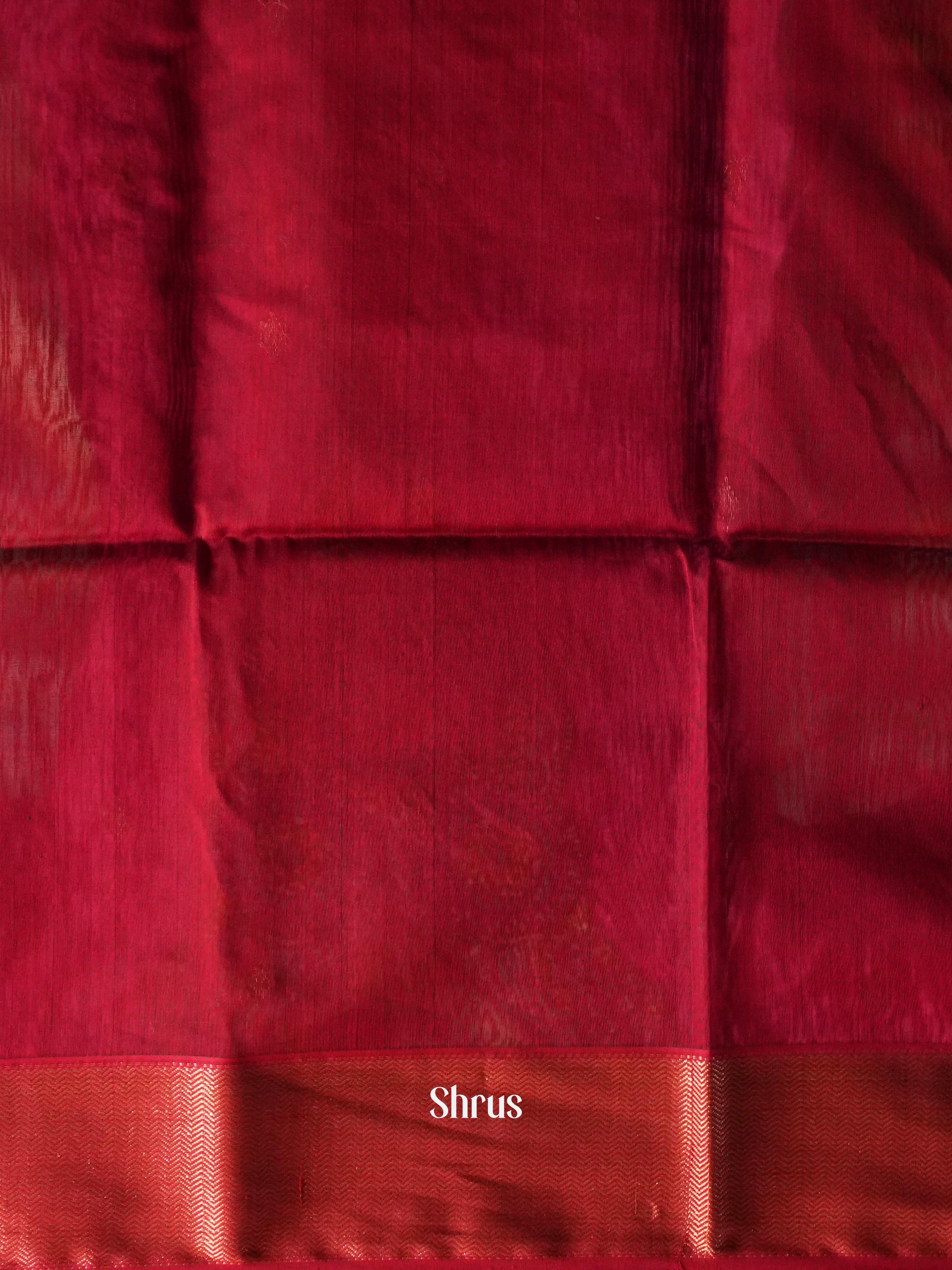 Olive Green & Red   - Maheshwari silkcotton Saree