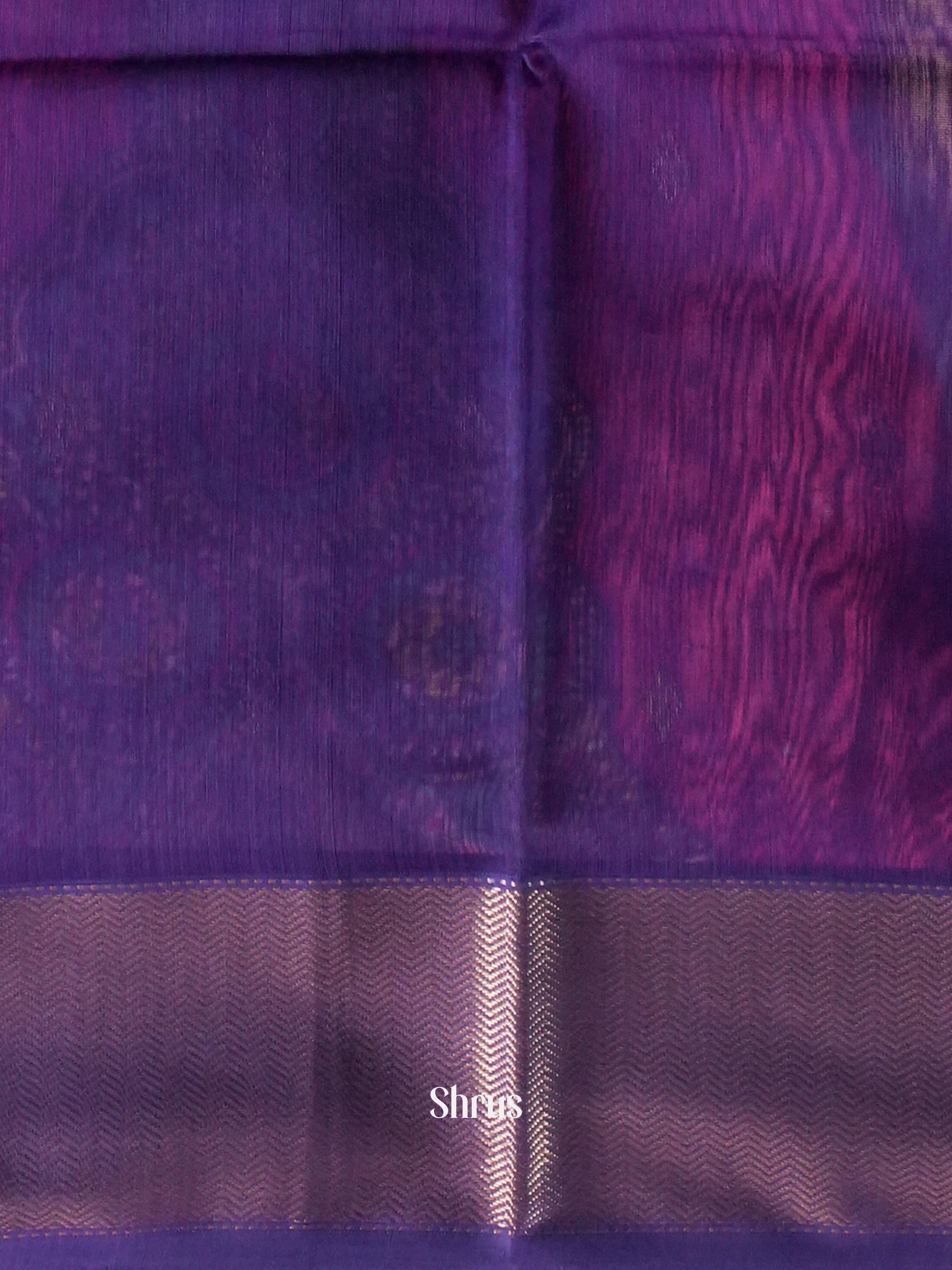 Forest Green & Purple   - Maheshwari silkcotton Saree