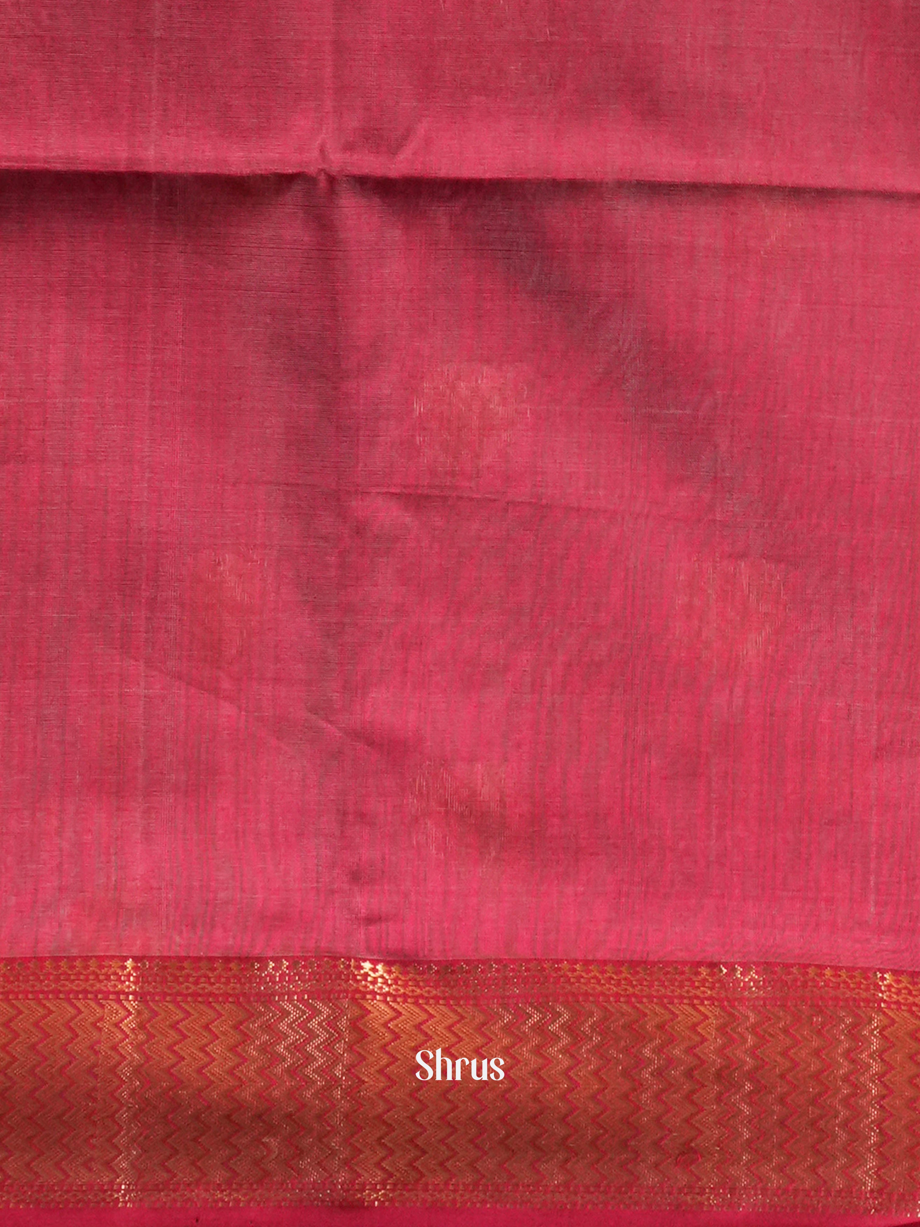 Biege & Pink Maheshwari silkcotton Saree