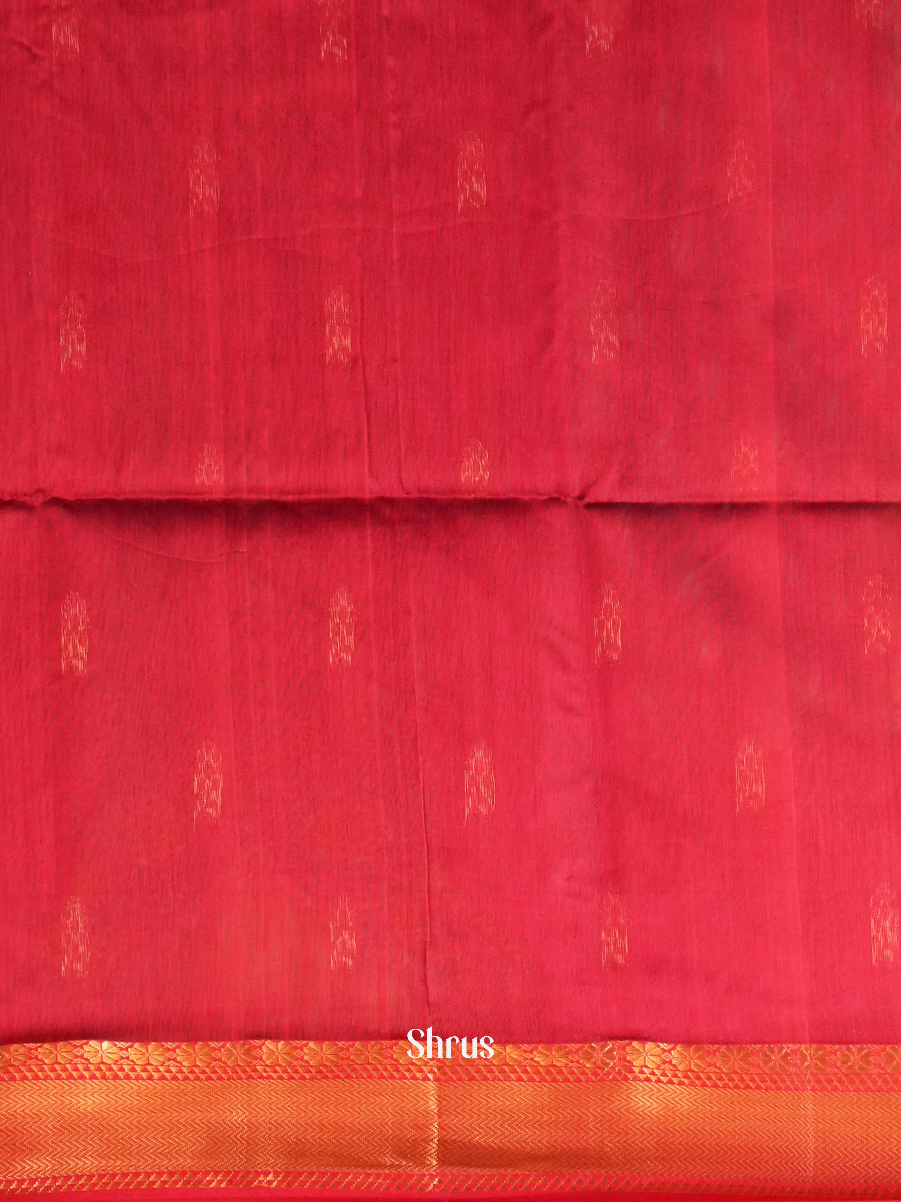 Grey & Red  - Maheshwari silkcotton Saree