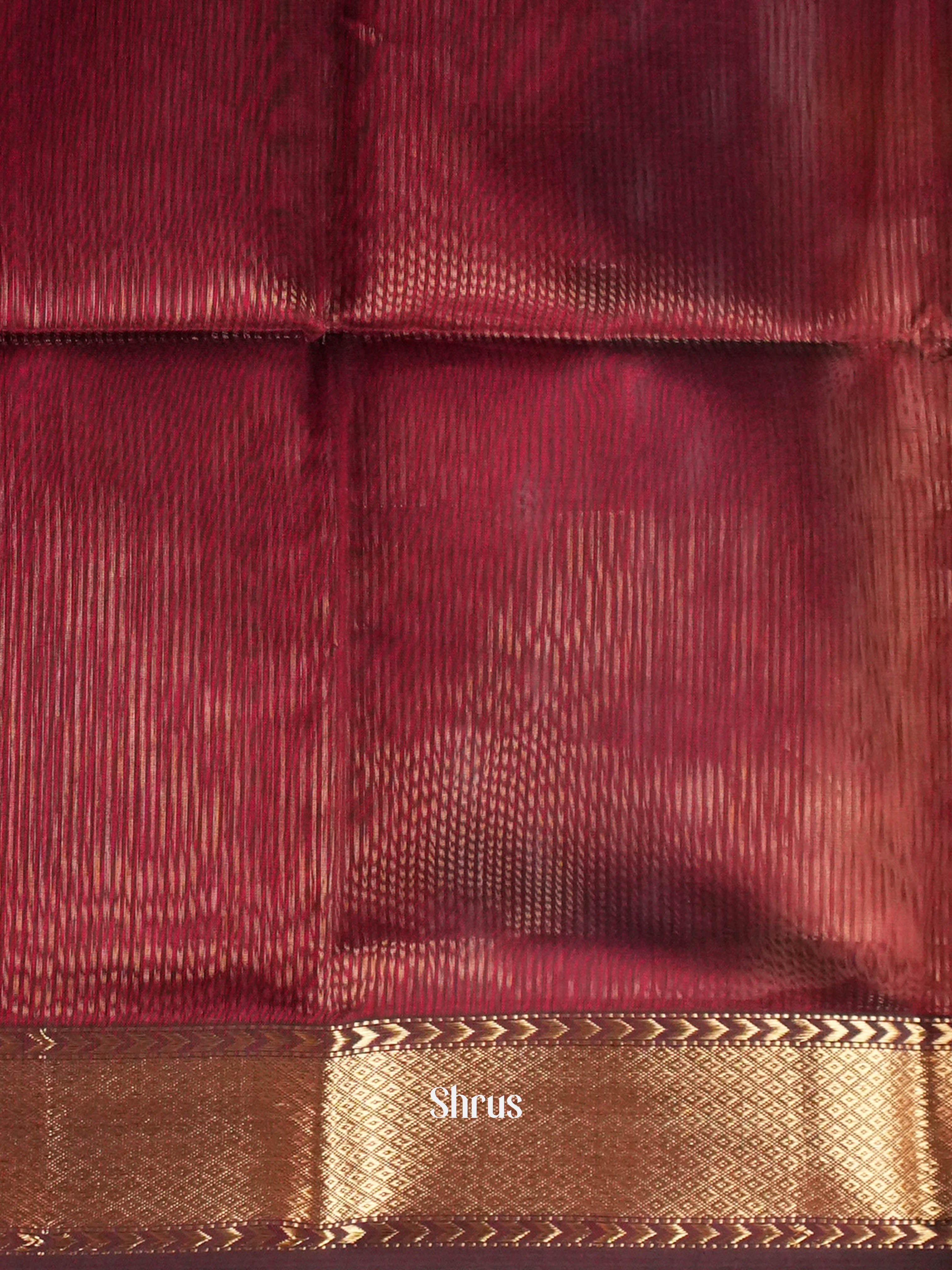 Maroon Maheshwari silkcotton Saree