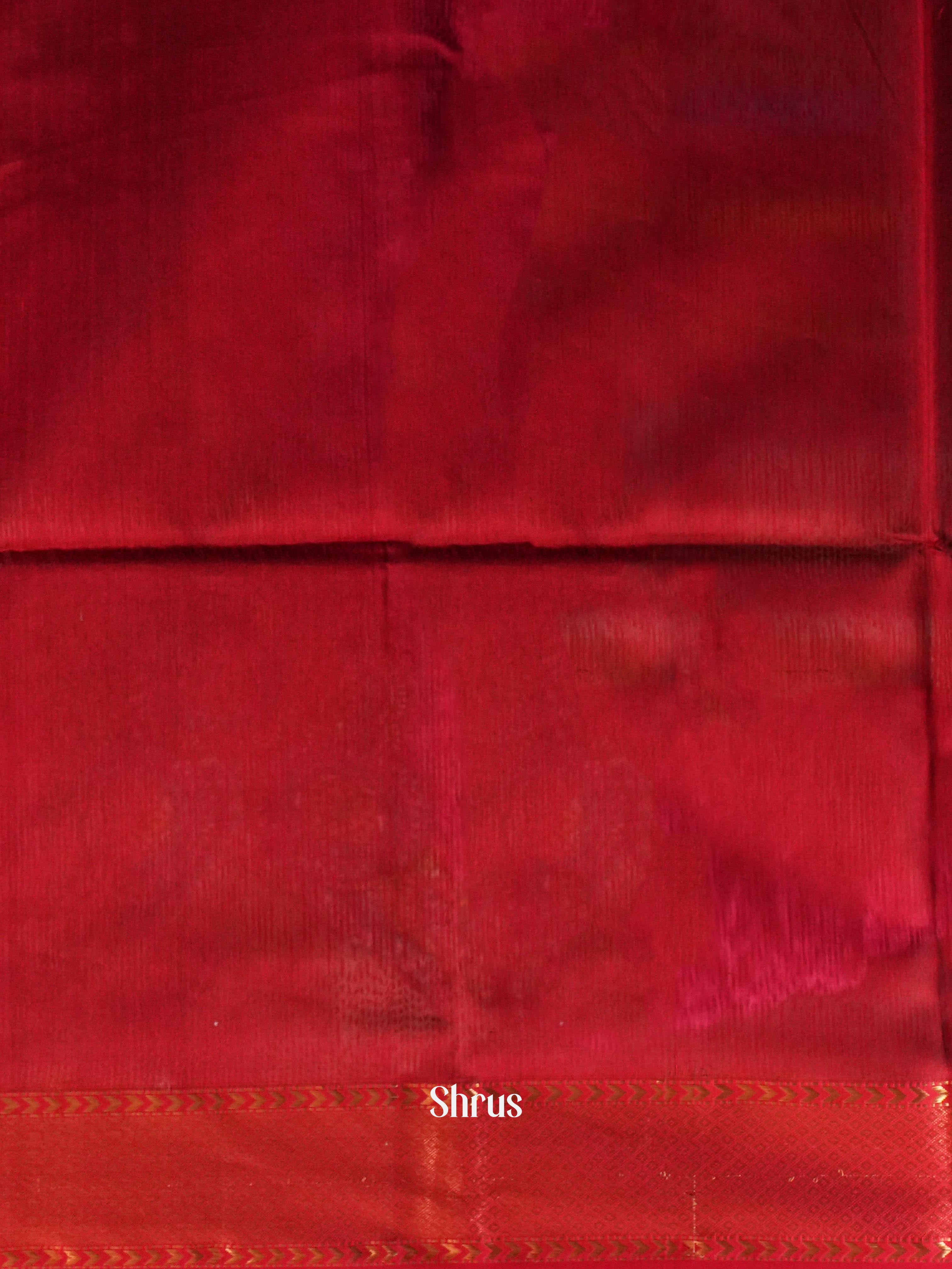 Forest Green & Red   - Maheshwari silkcotton Saree