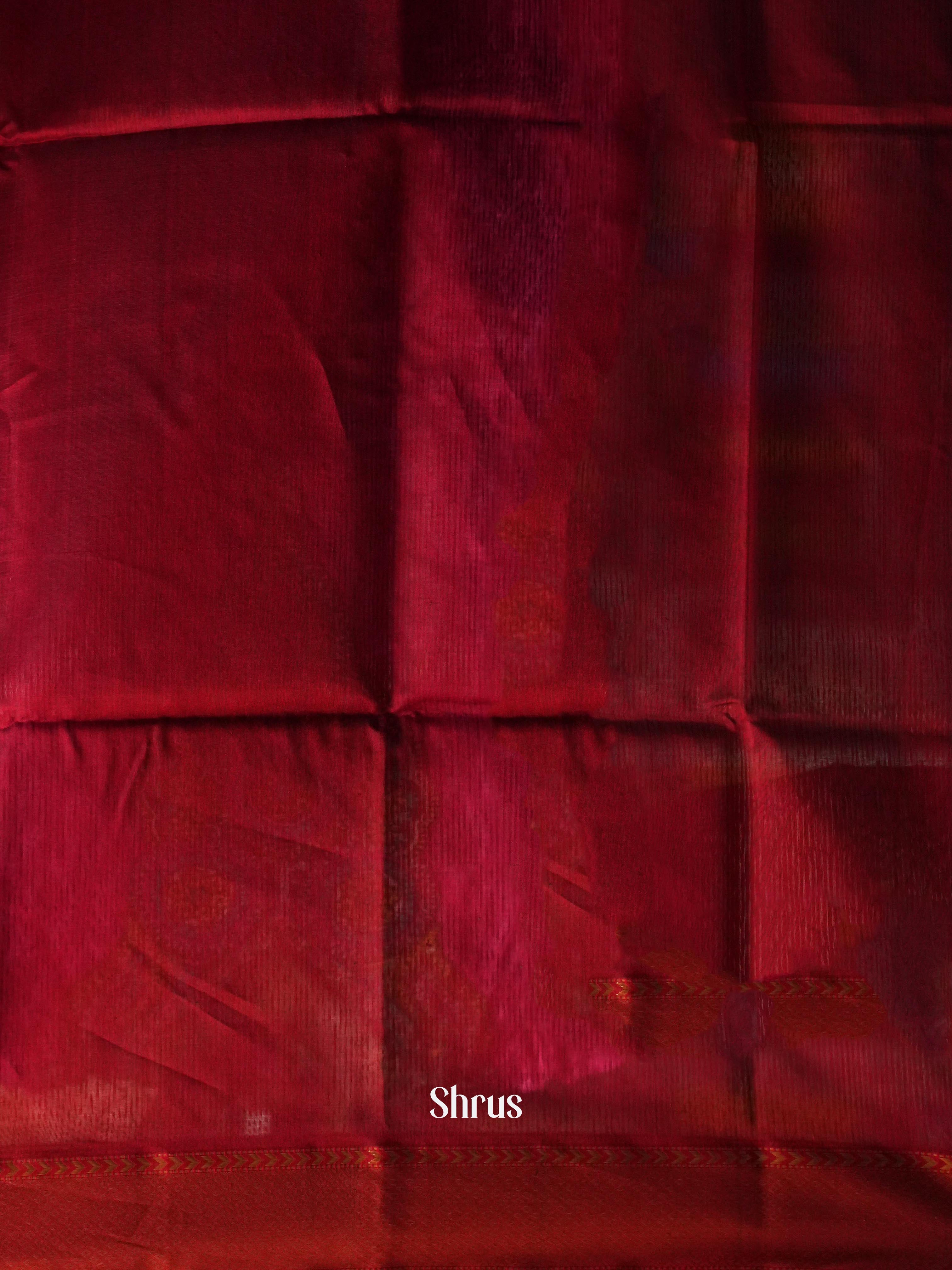 Grey & Red   - Maheshwari silkcotton Saree