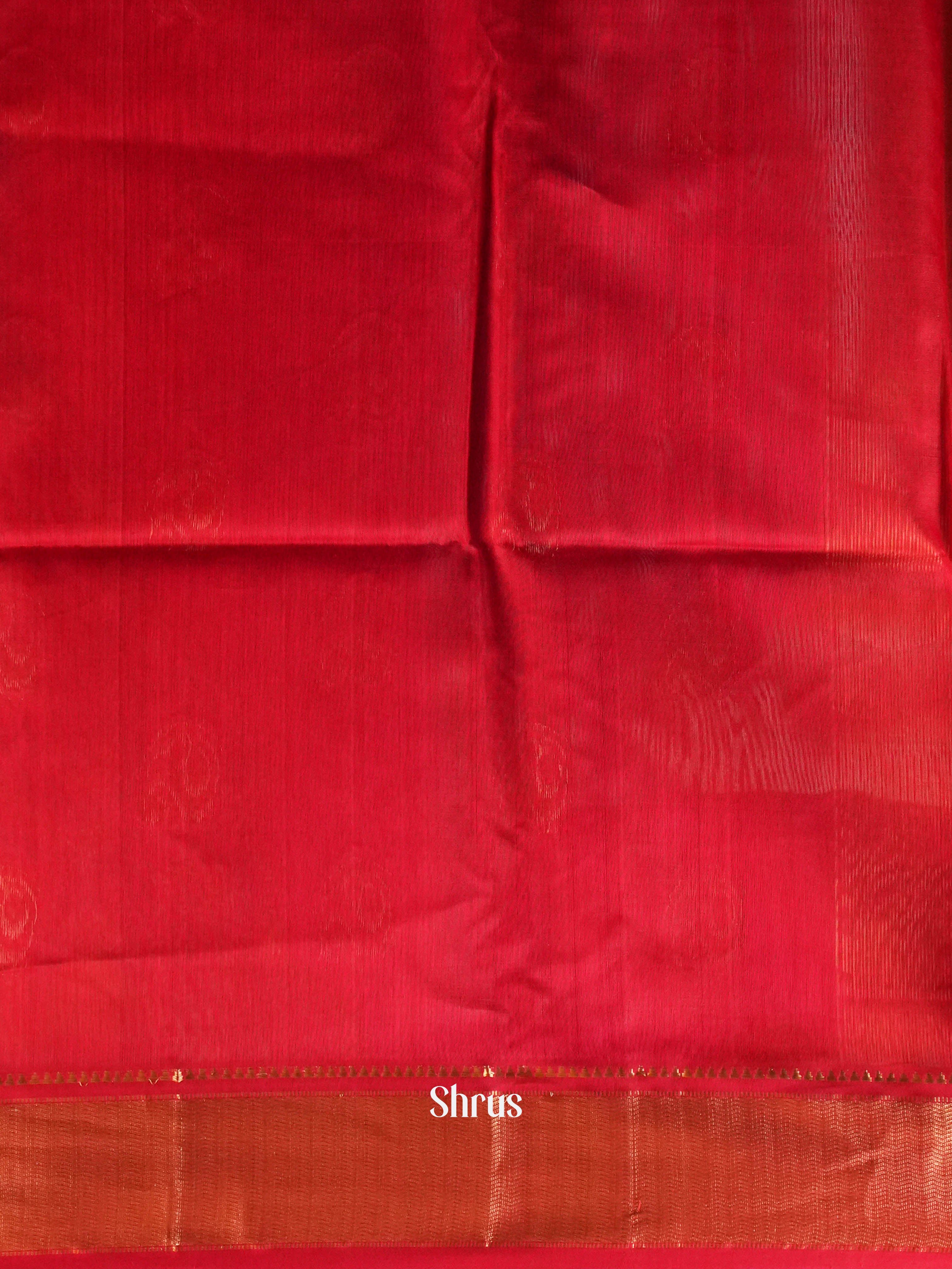 Fiery orange & Red Maheshwari silkcotton Saree