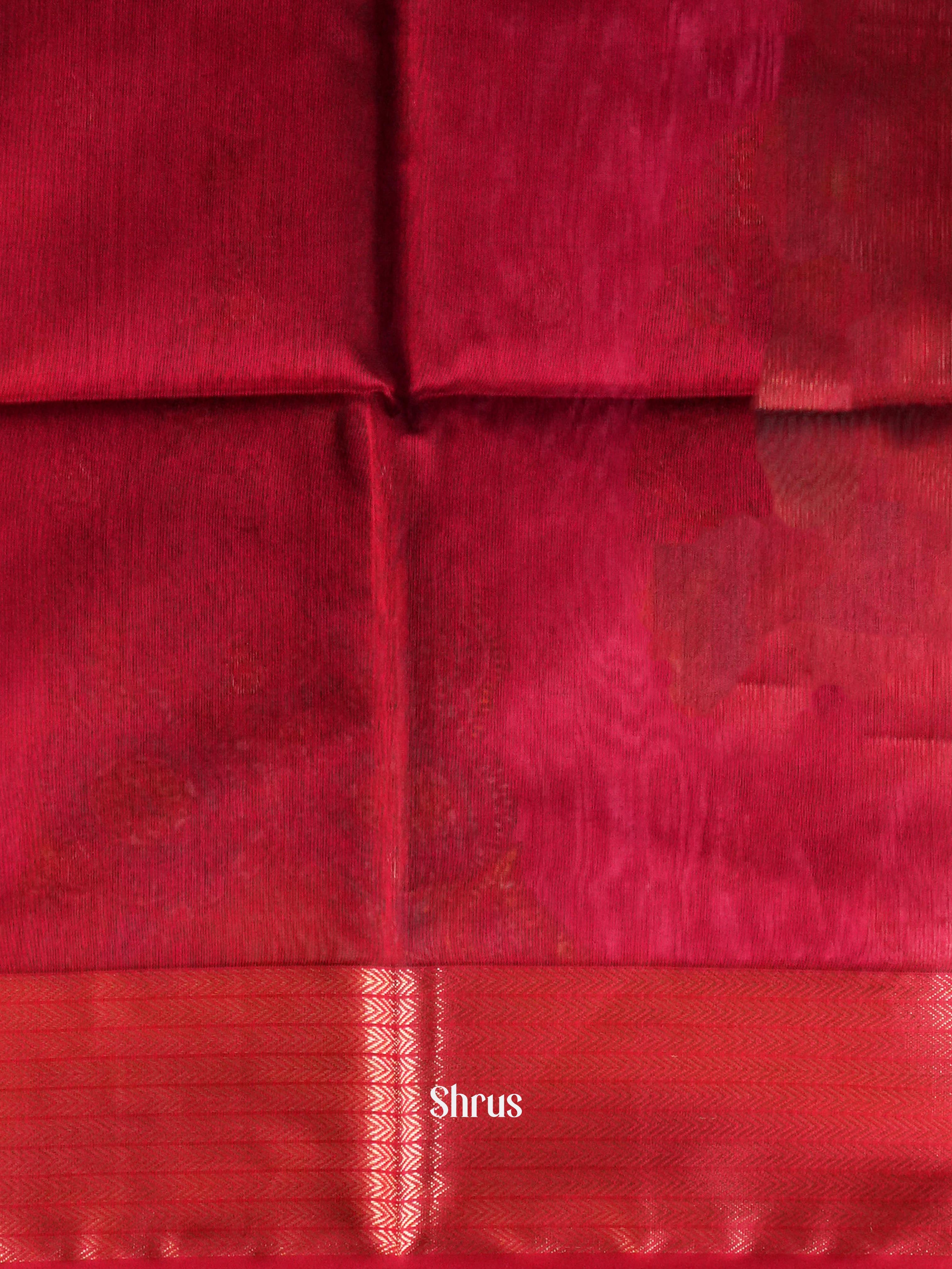 Black Red Maheshwari silkcotton Saree