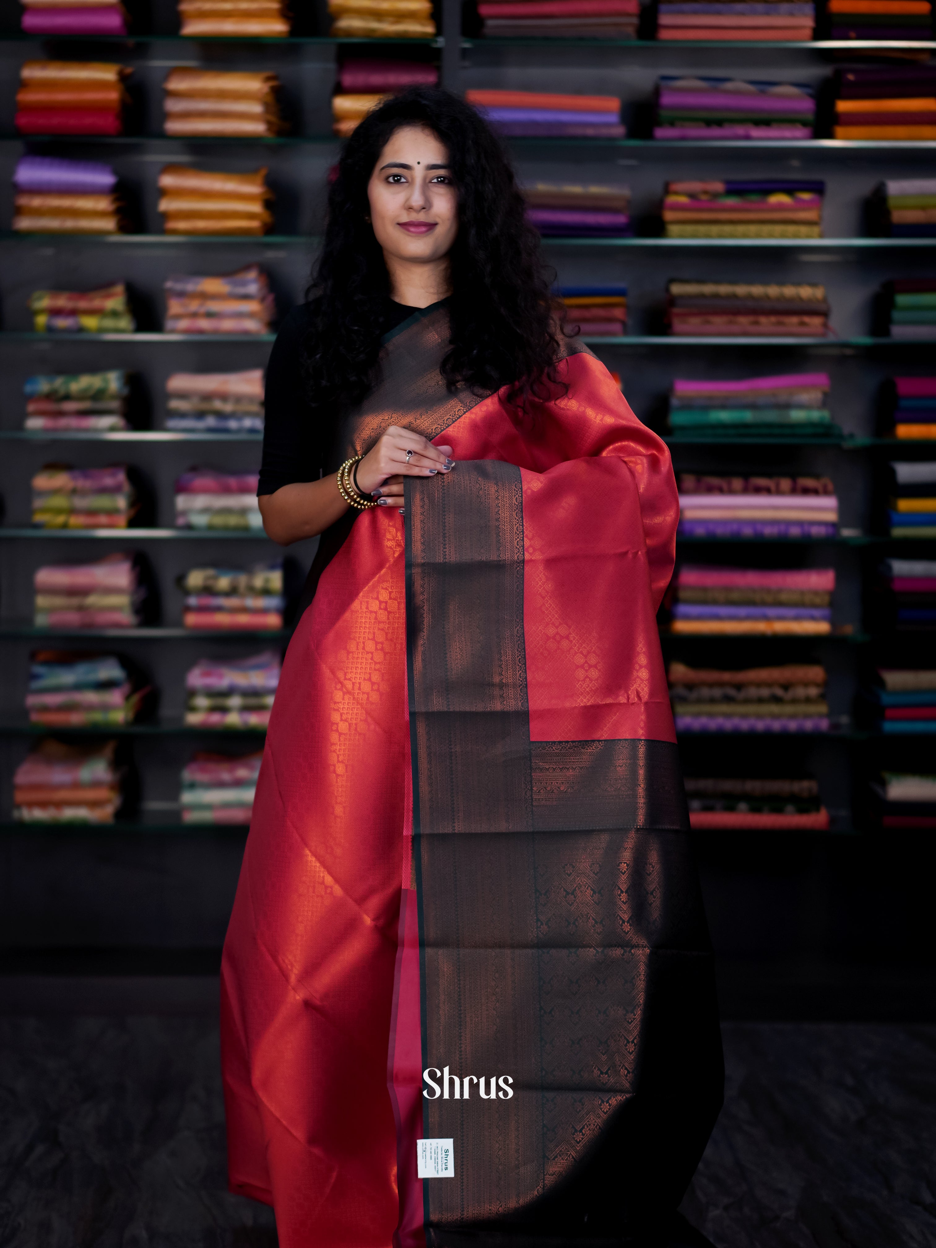 Red & Green- Semi Arani Silk Saree