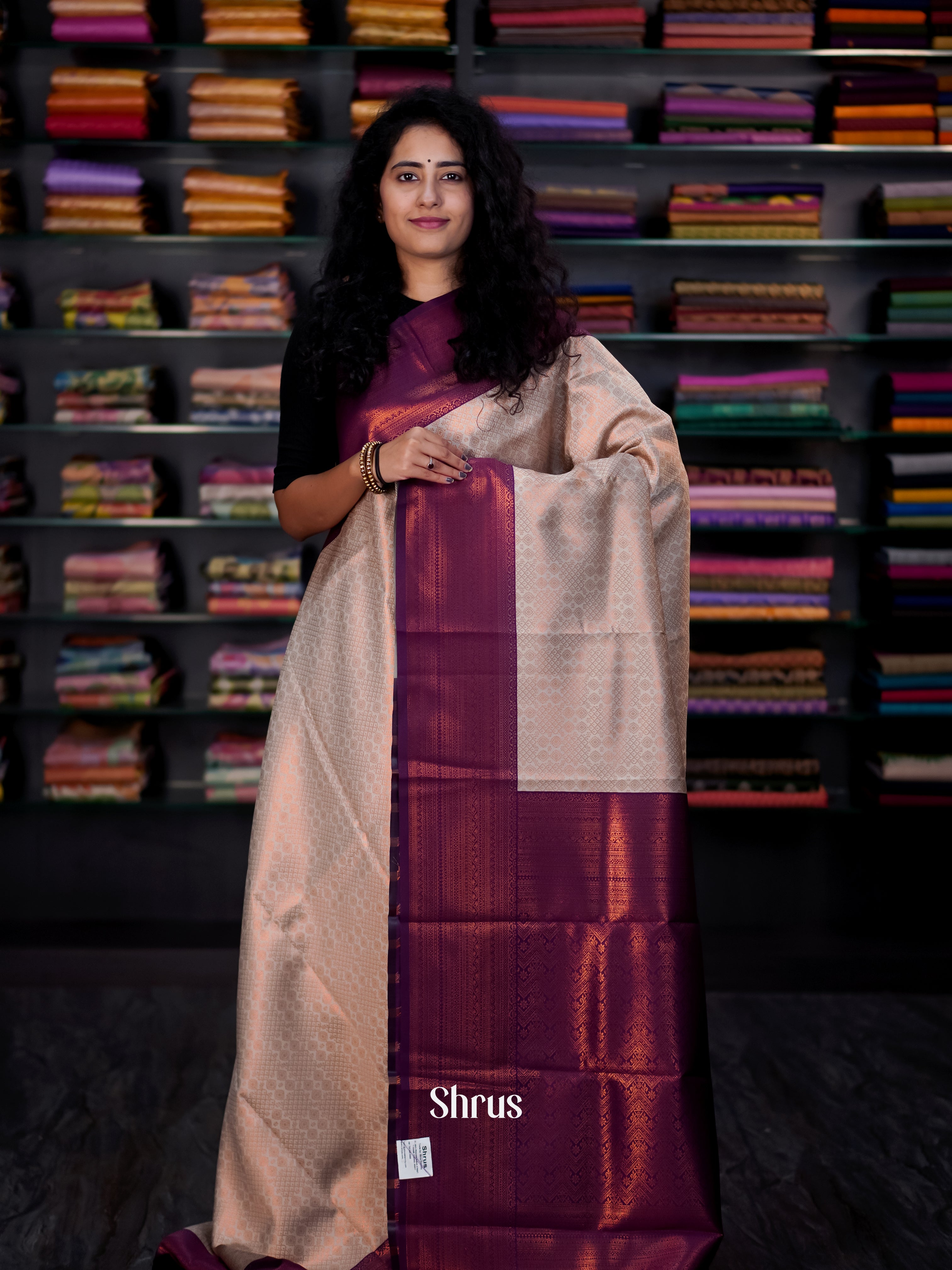 Grey & Purple- Semi Arani Silk Saree