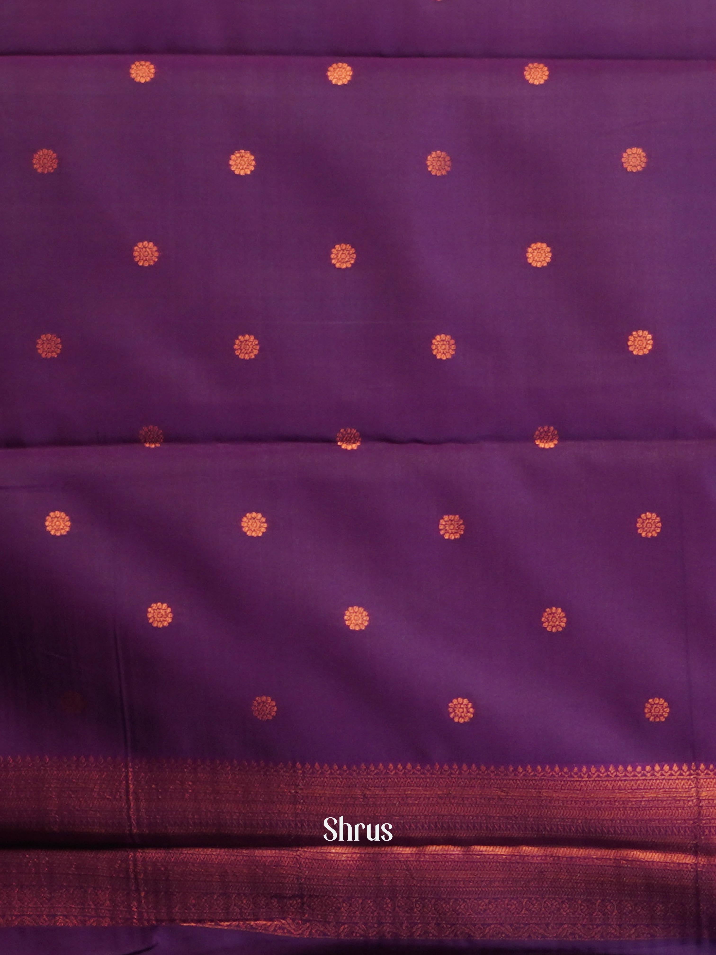 Teal & Purple - Semi Arani Silk Saree