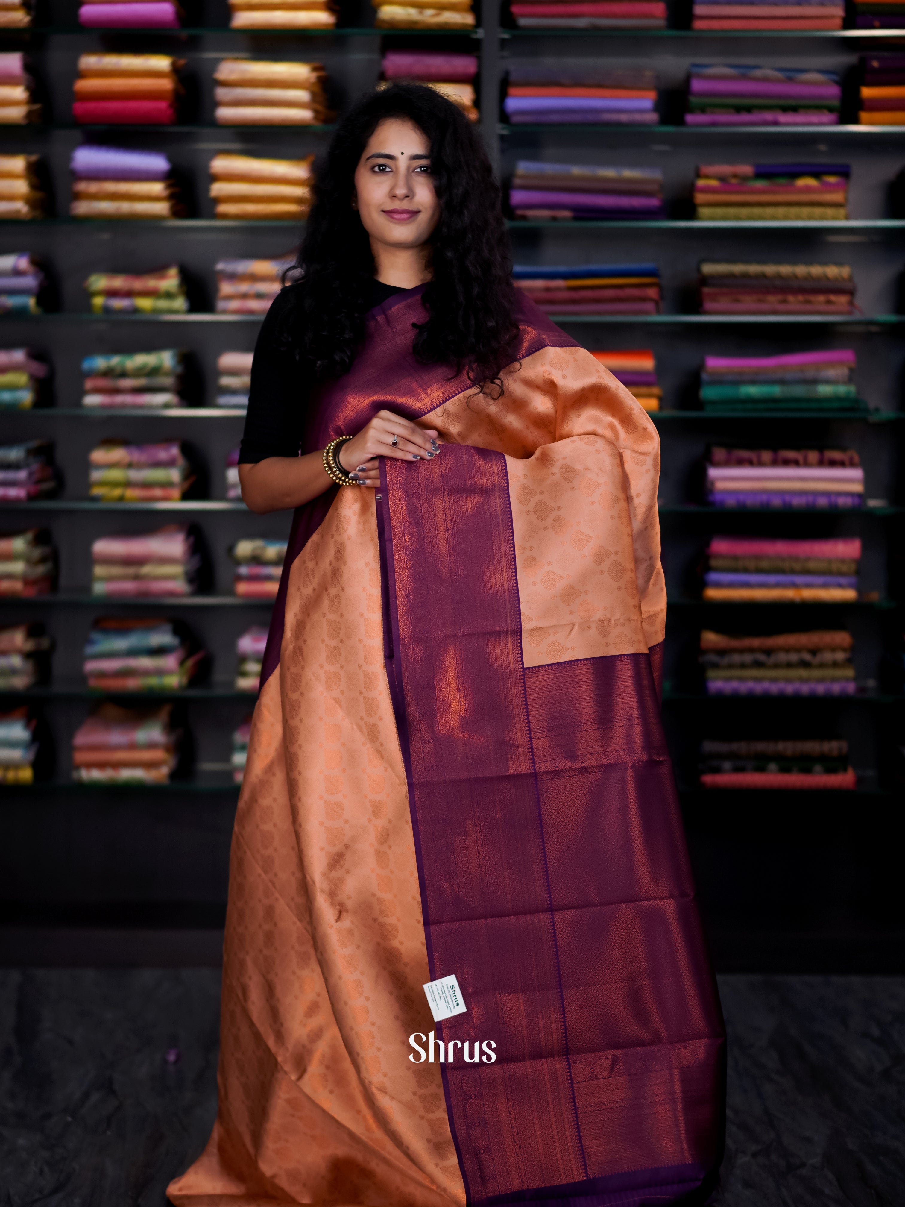 Brown & Purple- Semi Arani Silk Saree