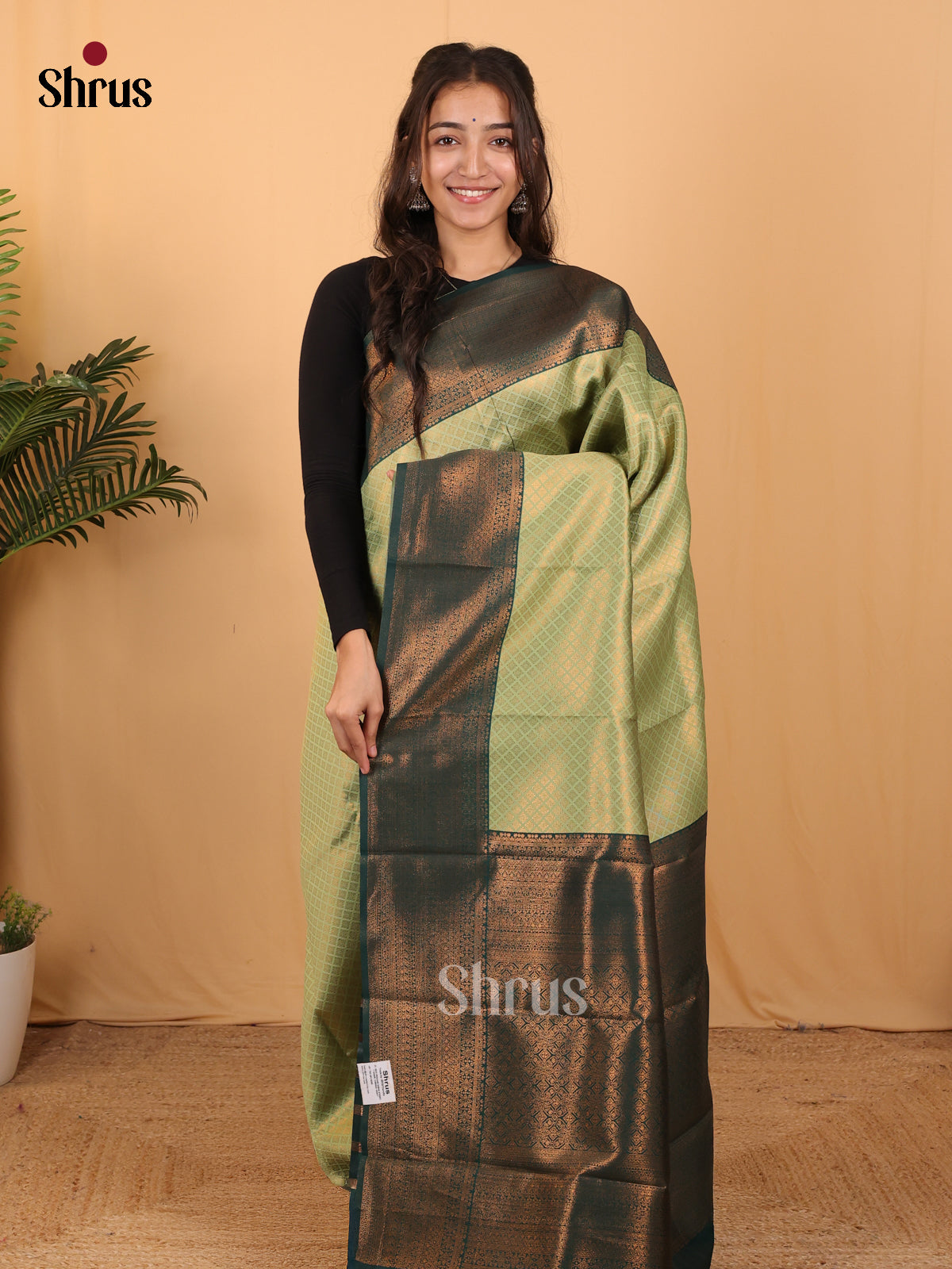 Lite Green & Green - Semi Arani Silk Saree - Shop on ShrusEternity.com