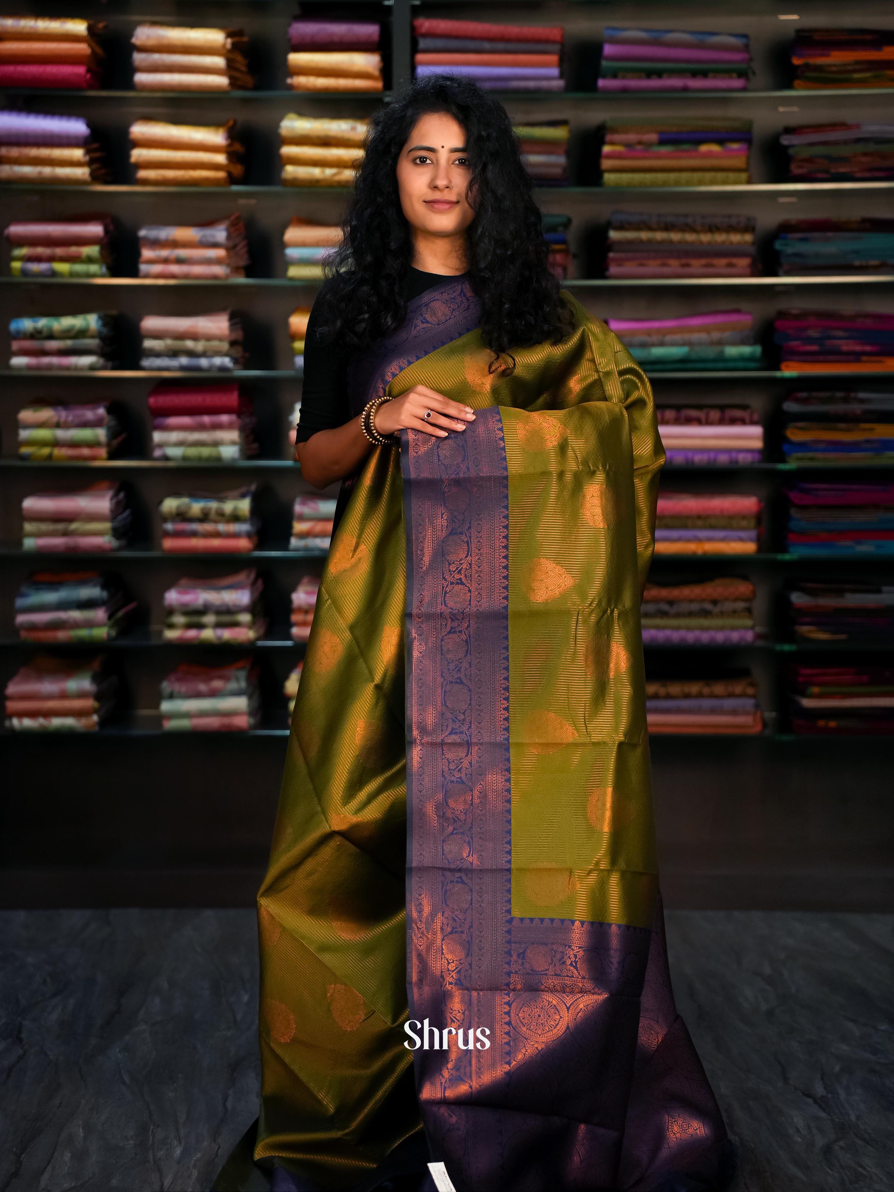 Green & Violet - Semi Arani Silk Saree