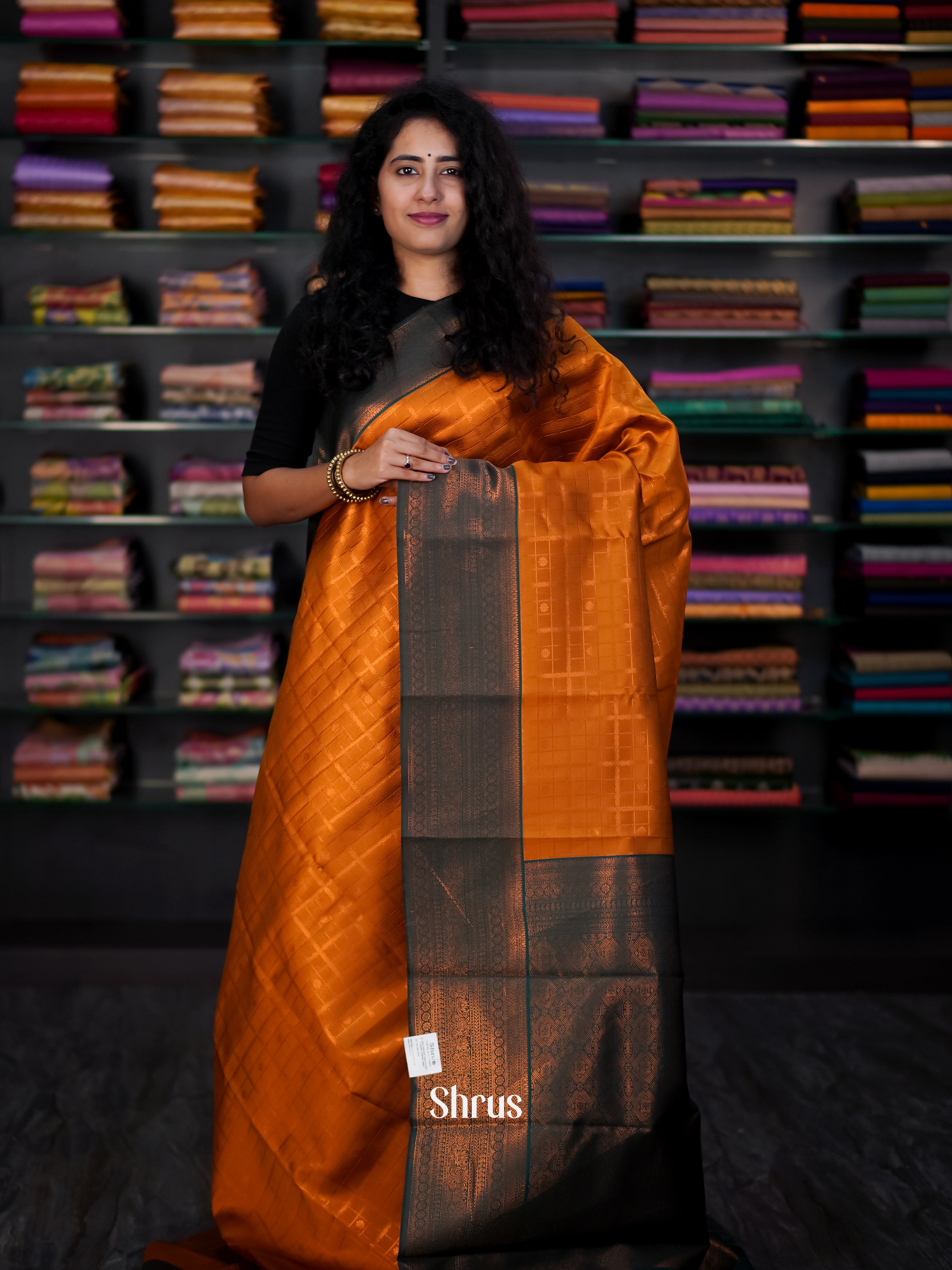 Orange & Green - Semi Arani Silk Saree