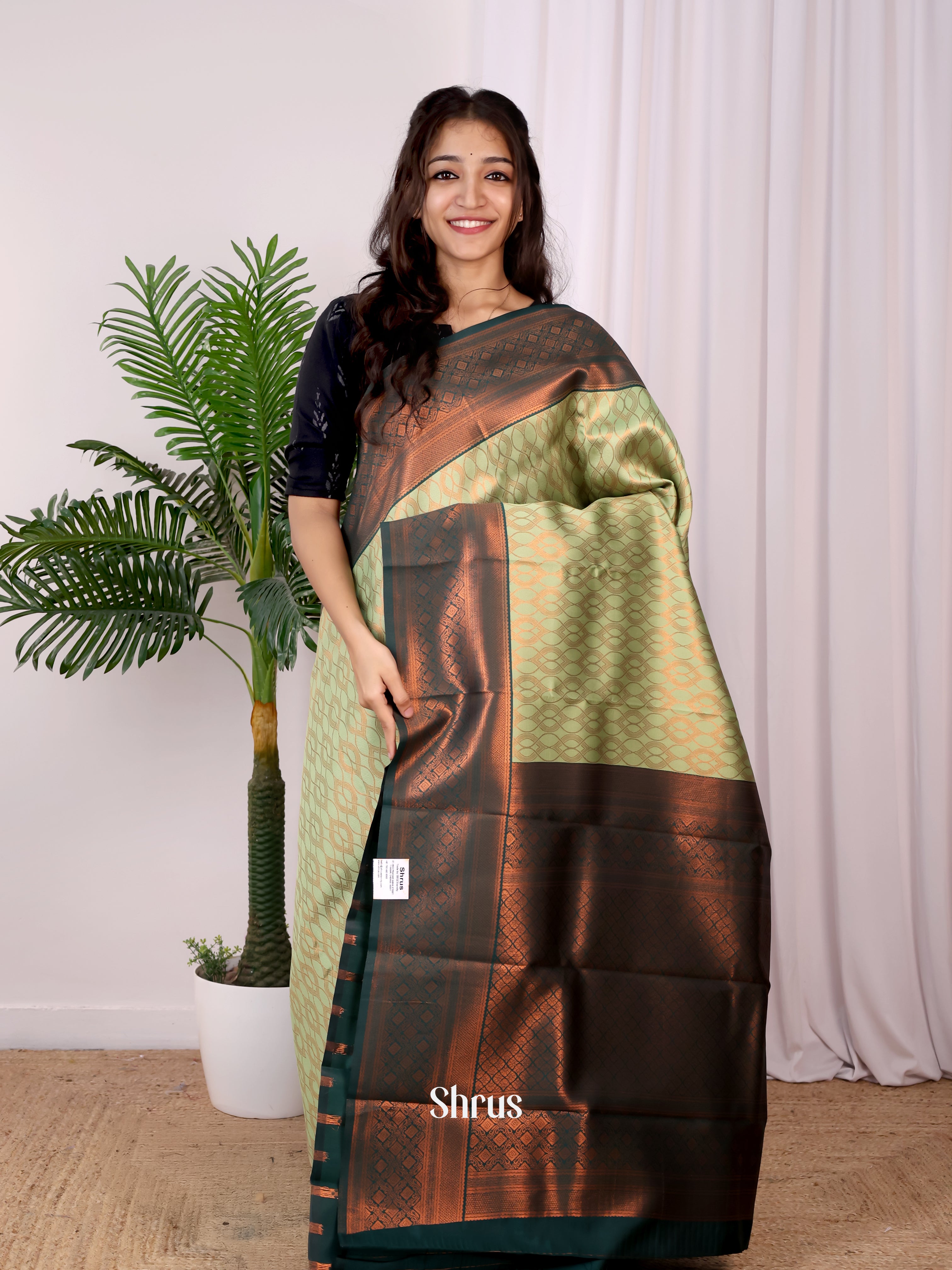 Lite Green& Green - Semi Arani Silk Saree