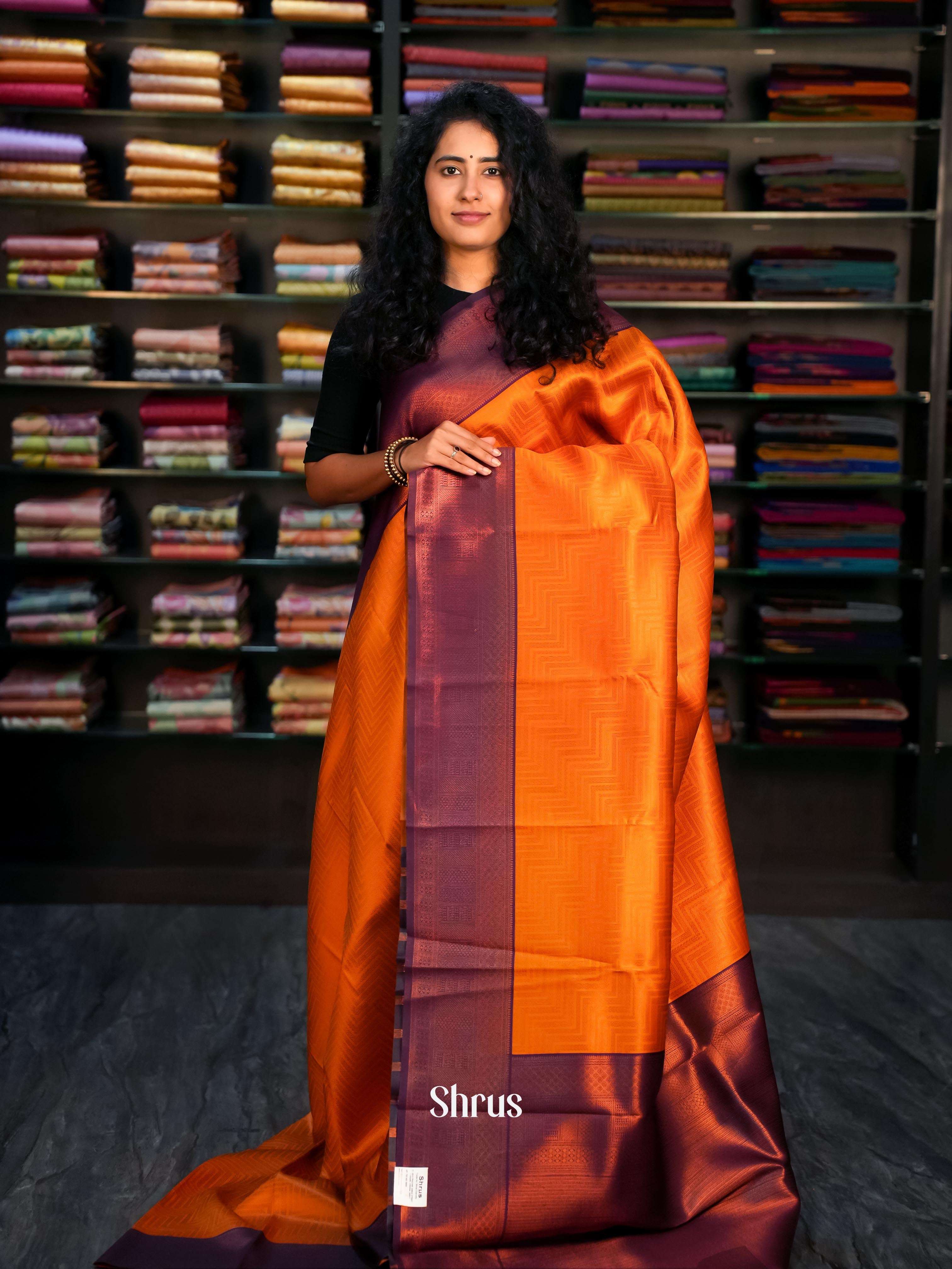 Orange & Purple - Semi Arani Silk Saree