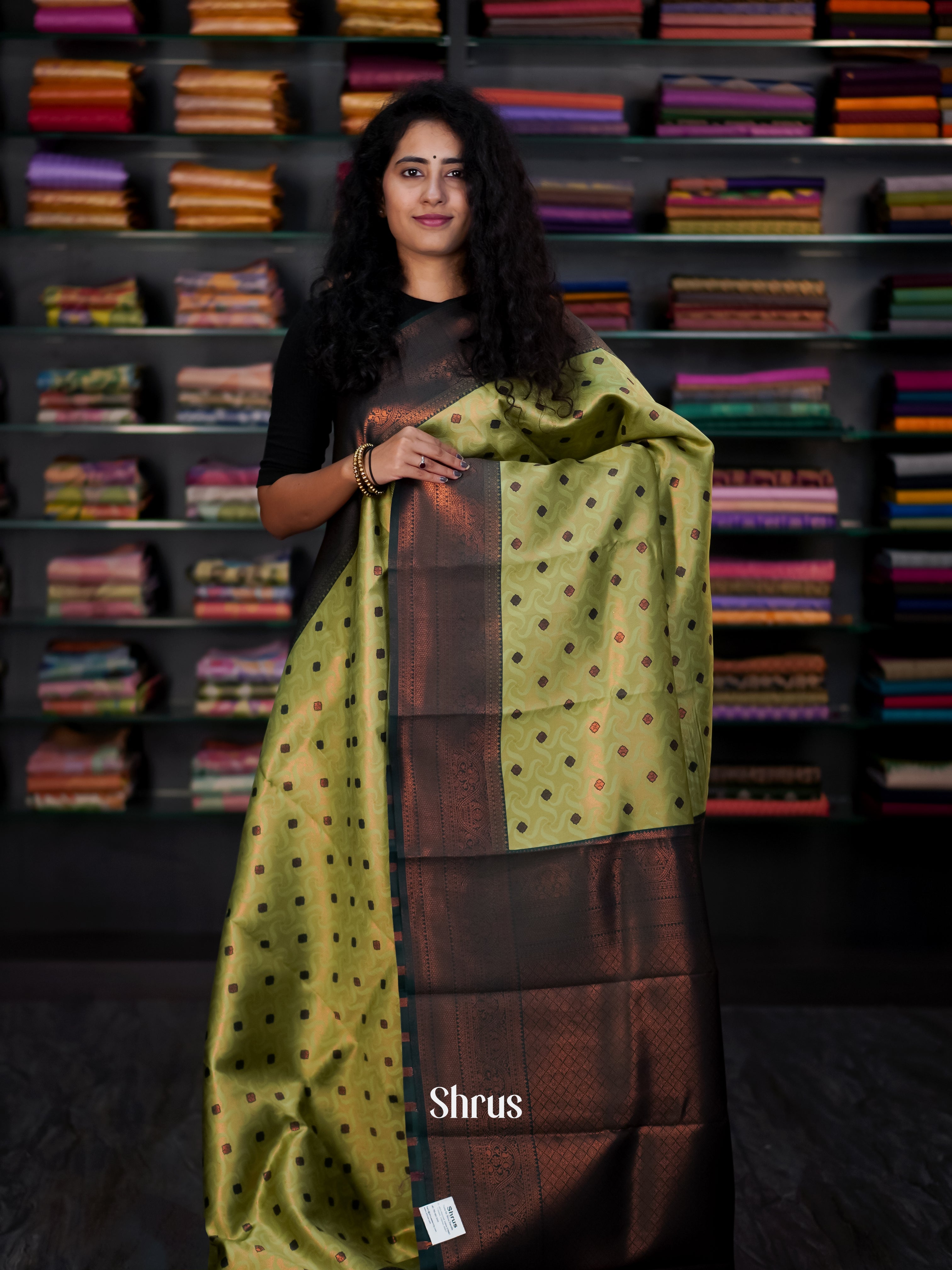 Lite Green & Green- Semi Arani Silk Saree