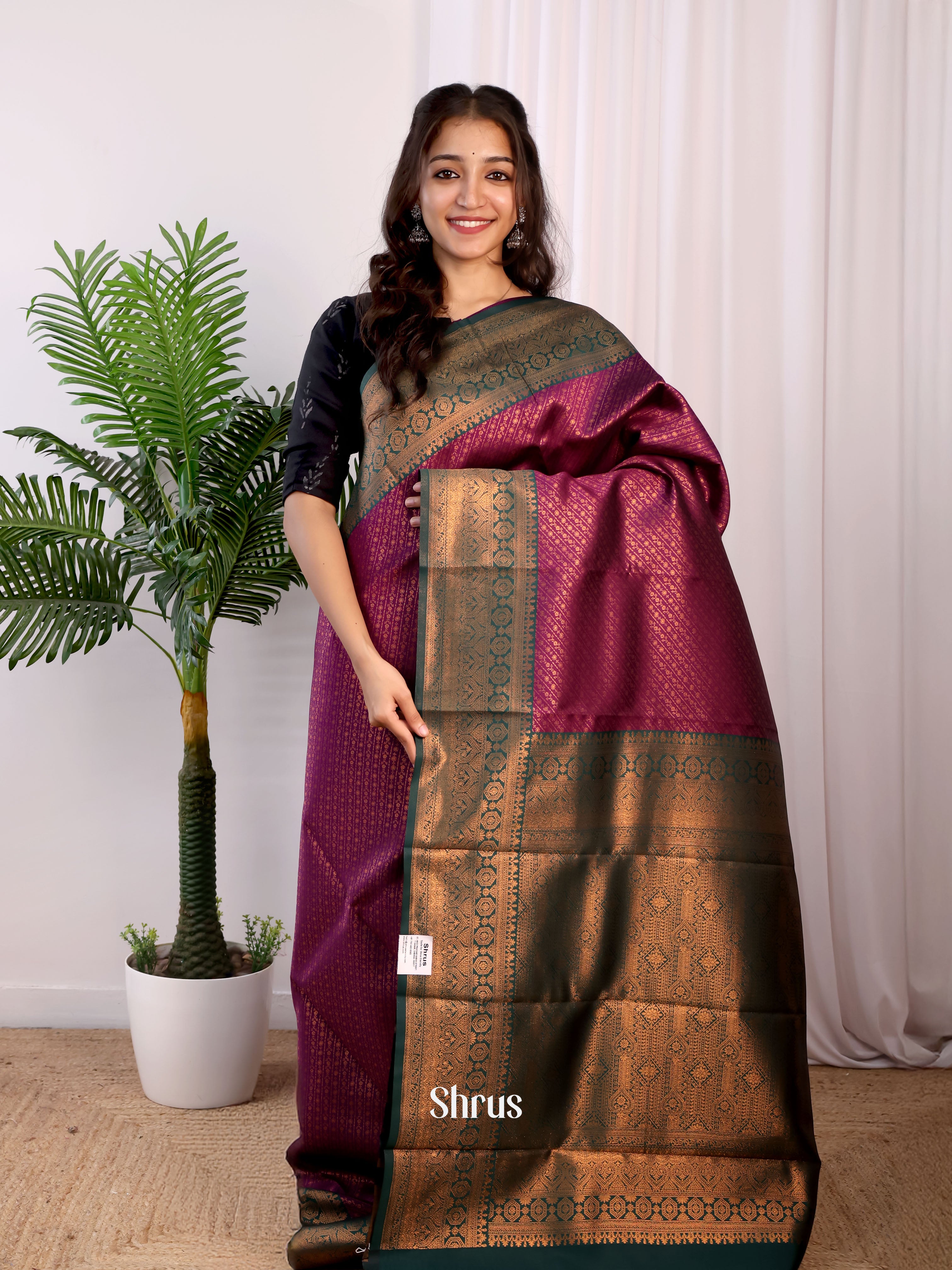 Purple & Green - Semi Arani Silk Saree