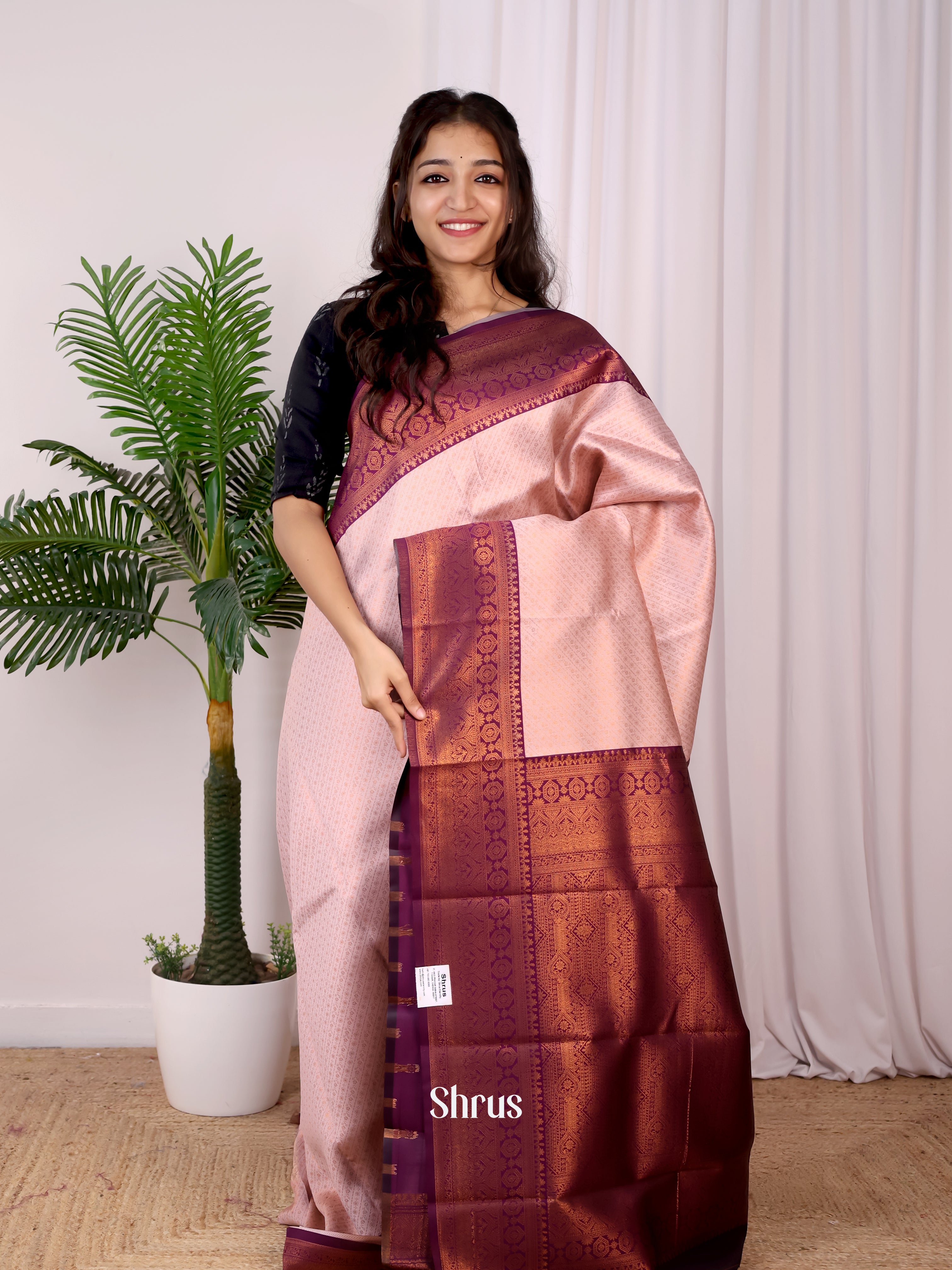 Pink  & Purple - Semi Arani Silk Saree